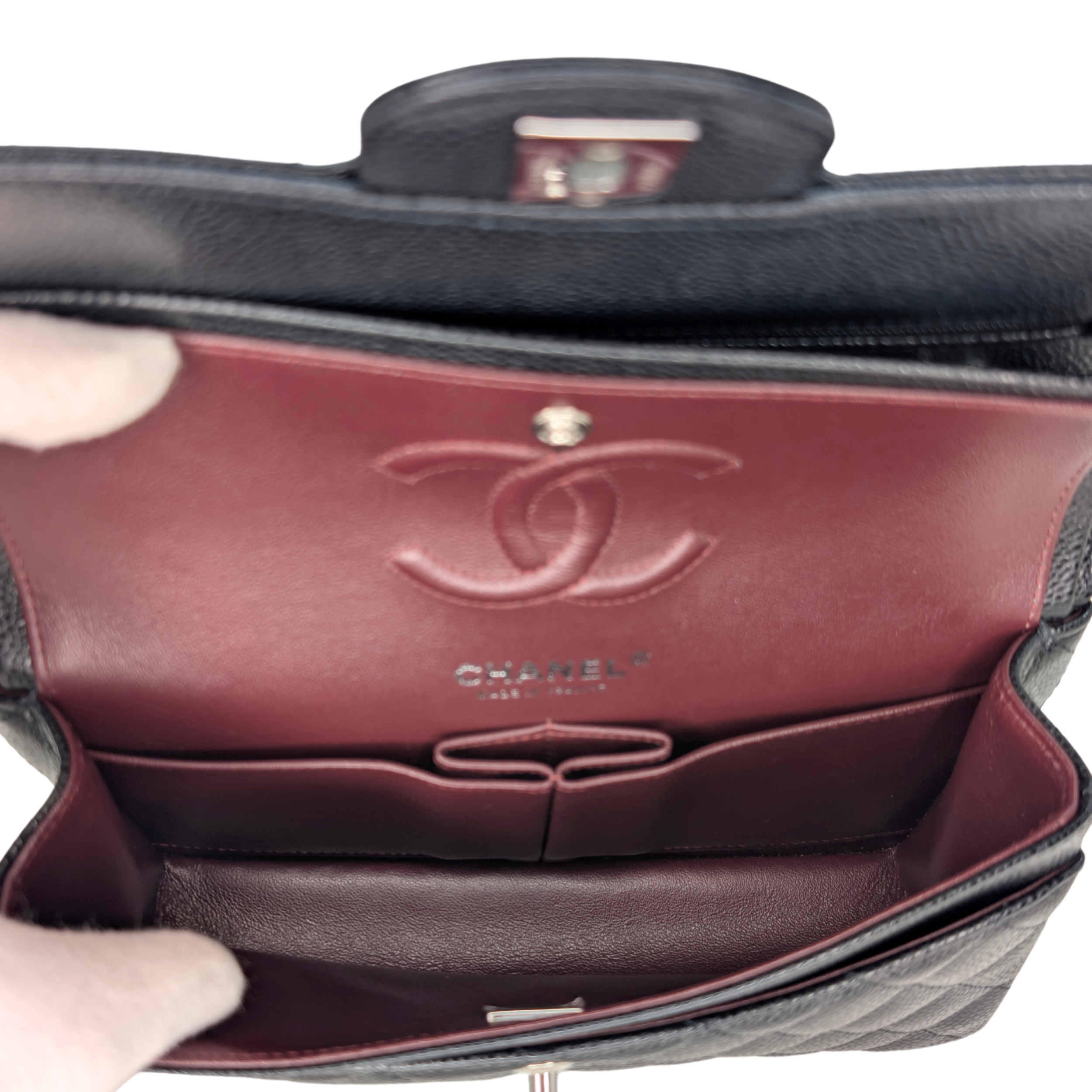 Chanel Classic Double Flap Caviar Black SHW Microchipped