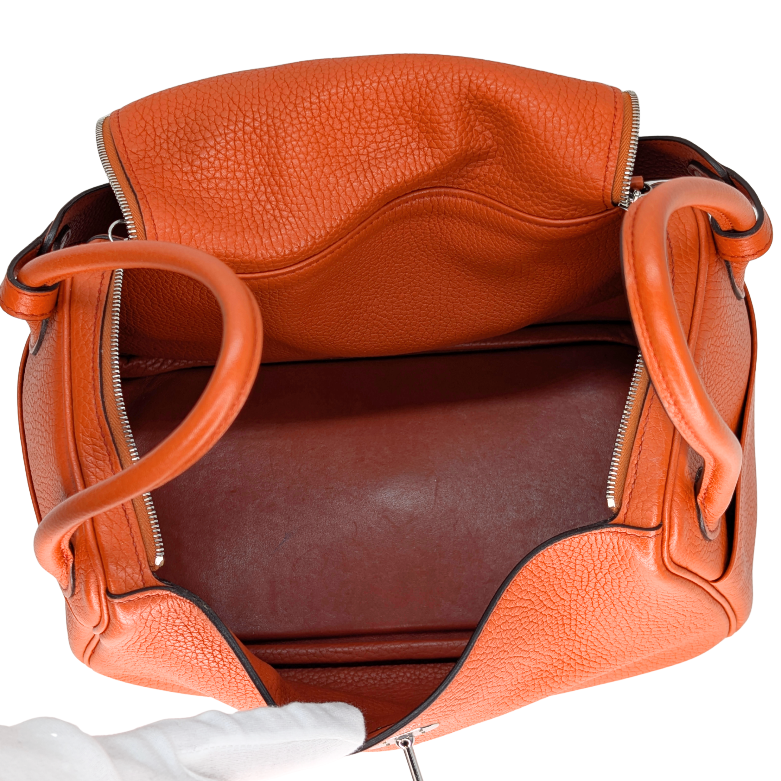 Hermes Lindy Clemence 26 X Stamp SHW Orange