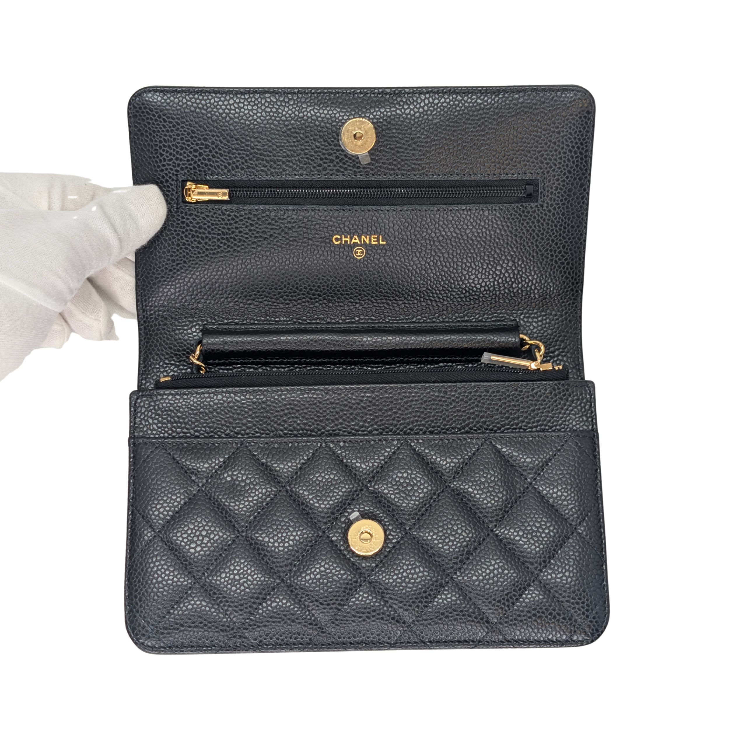 Chanel WOC Wallet on Chain Caviar Black GHW Microchip
