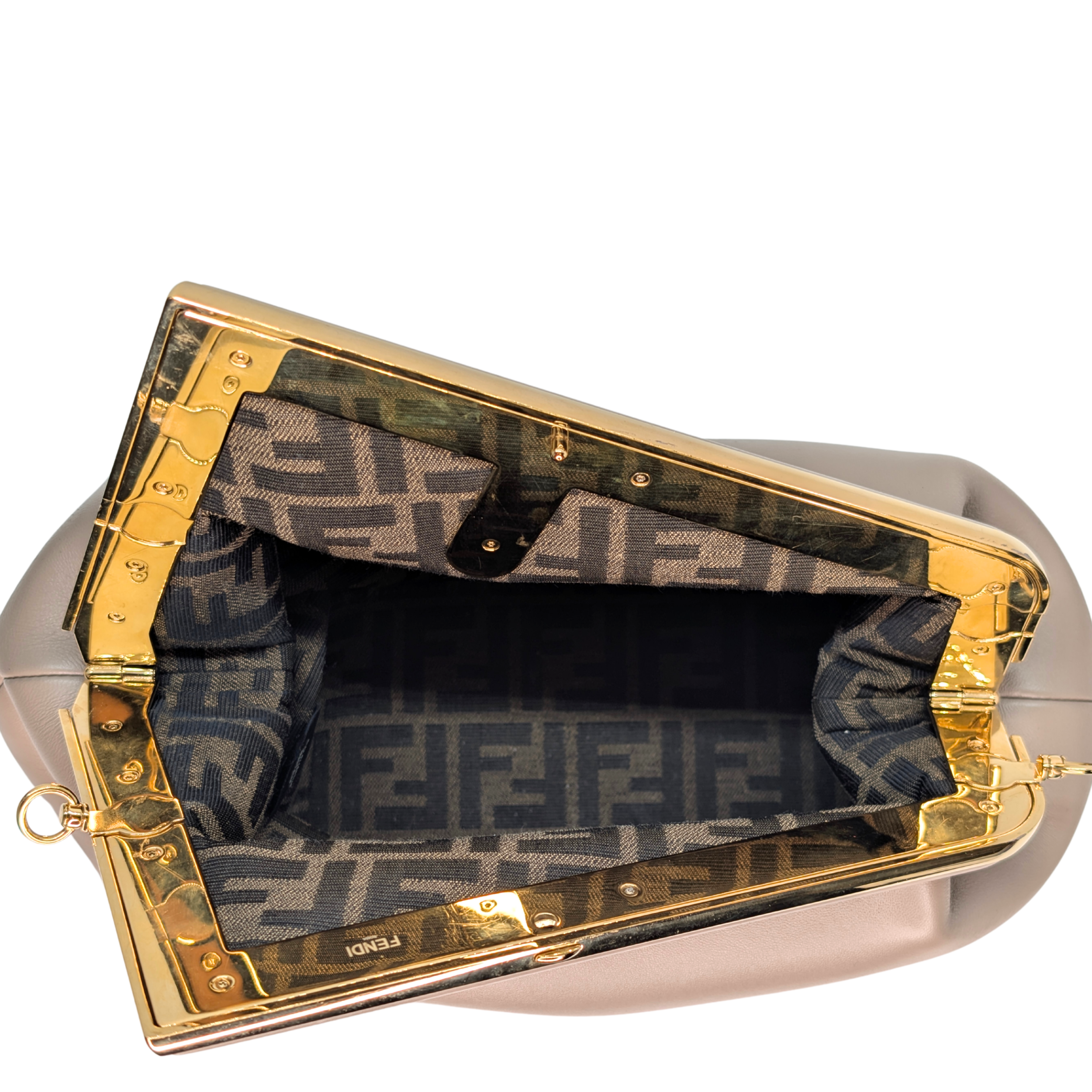 Fendi First Bag Clutch Medium Leather Taupe