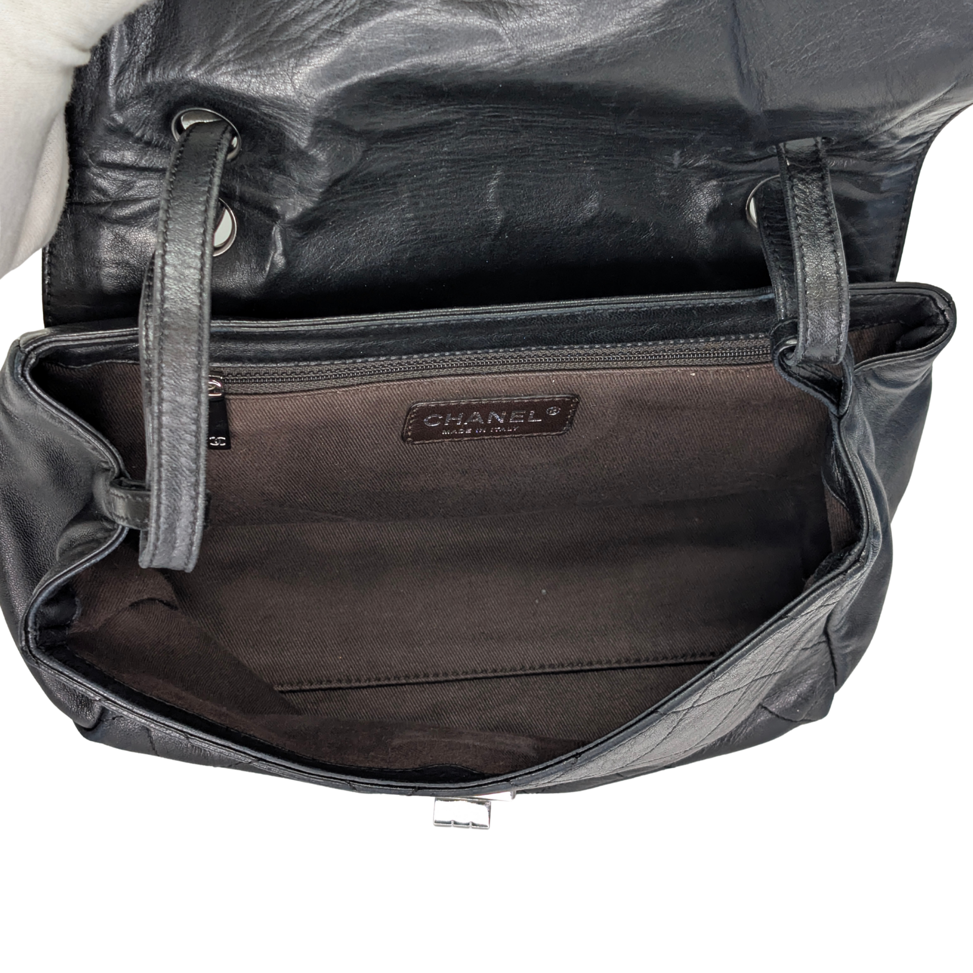 Chanel East-West Shoulder Bag Leather Black