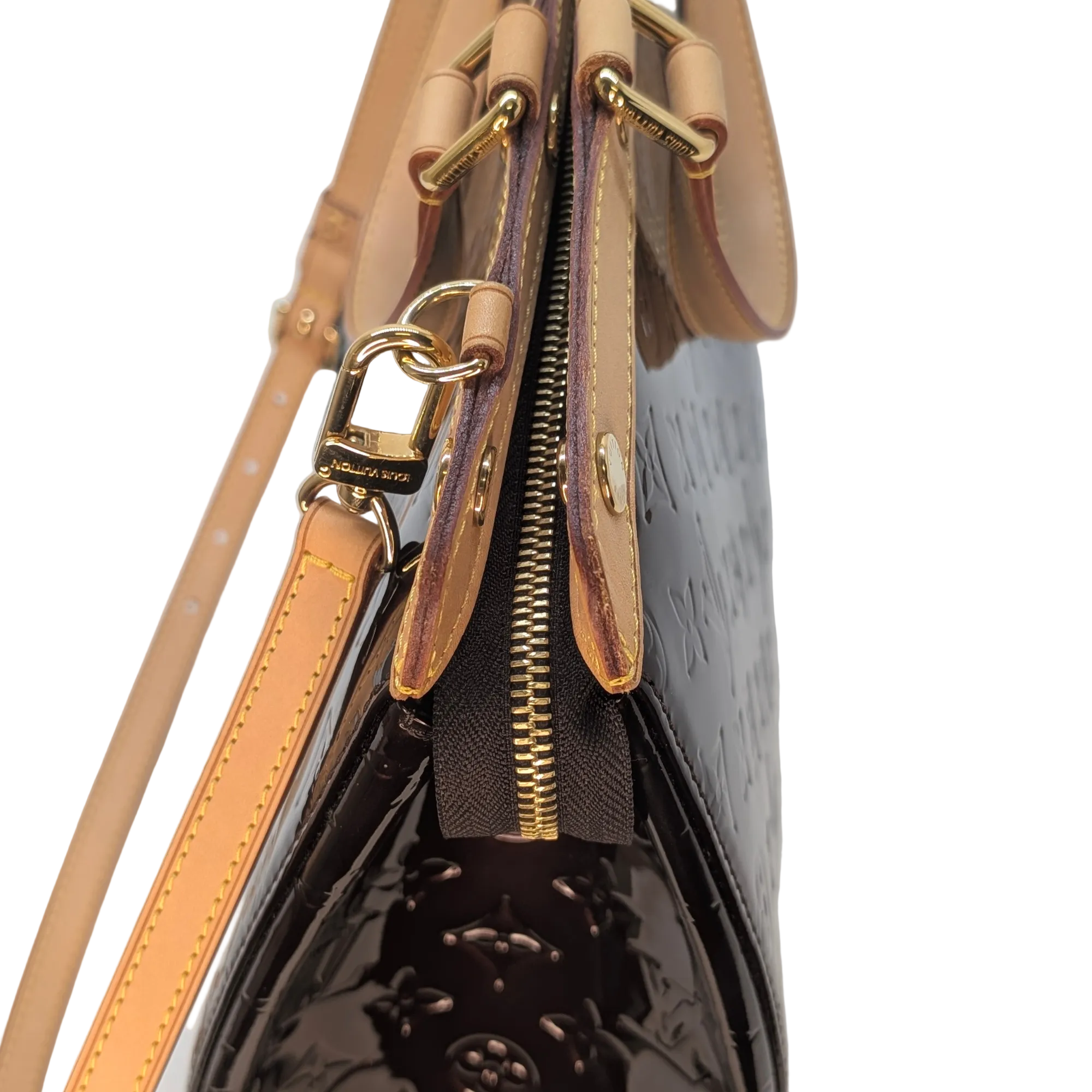 Louis Vuitton Amarante Monogram Brea Vernis GM Handbag Burgundy