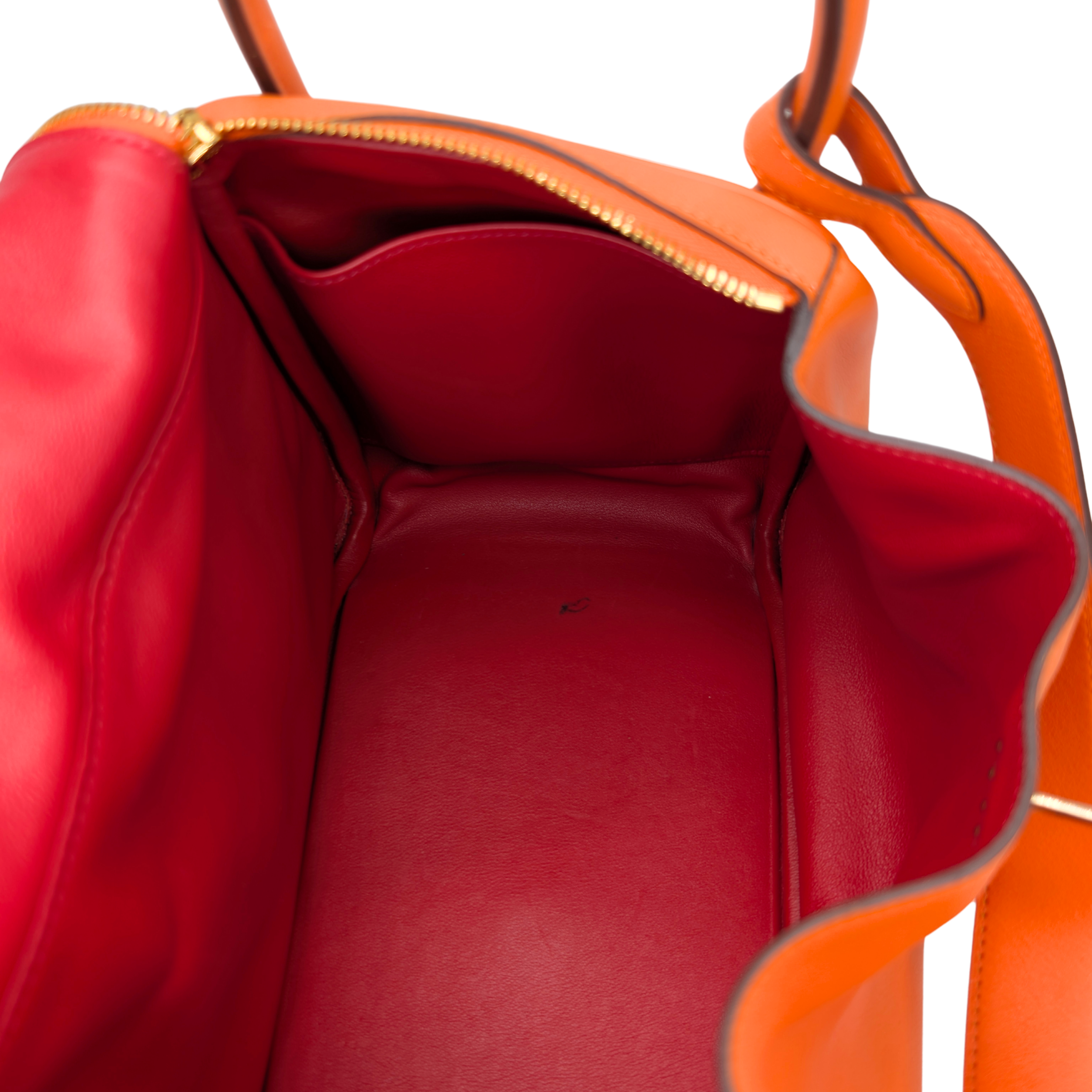 Hermes Lindy 30 Swift Leather Orange LGHW X Stamp