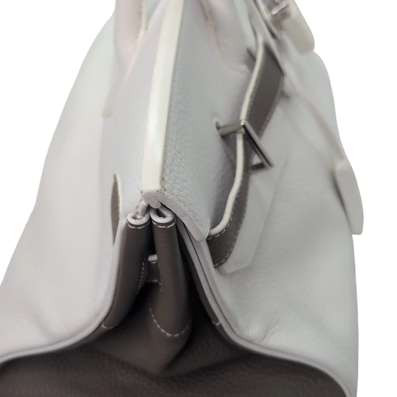 Hermès Birkin Shoulder 42 White Etoupe Clemence Palladium Hardware □J Stamp - Lost Designer