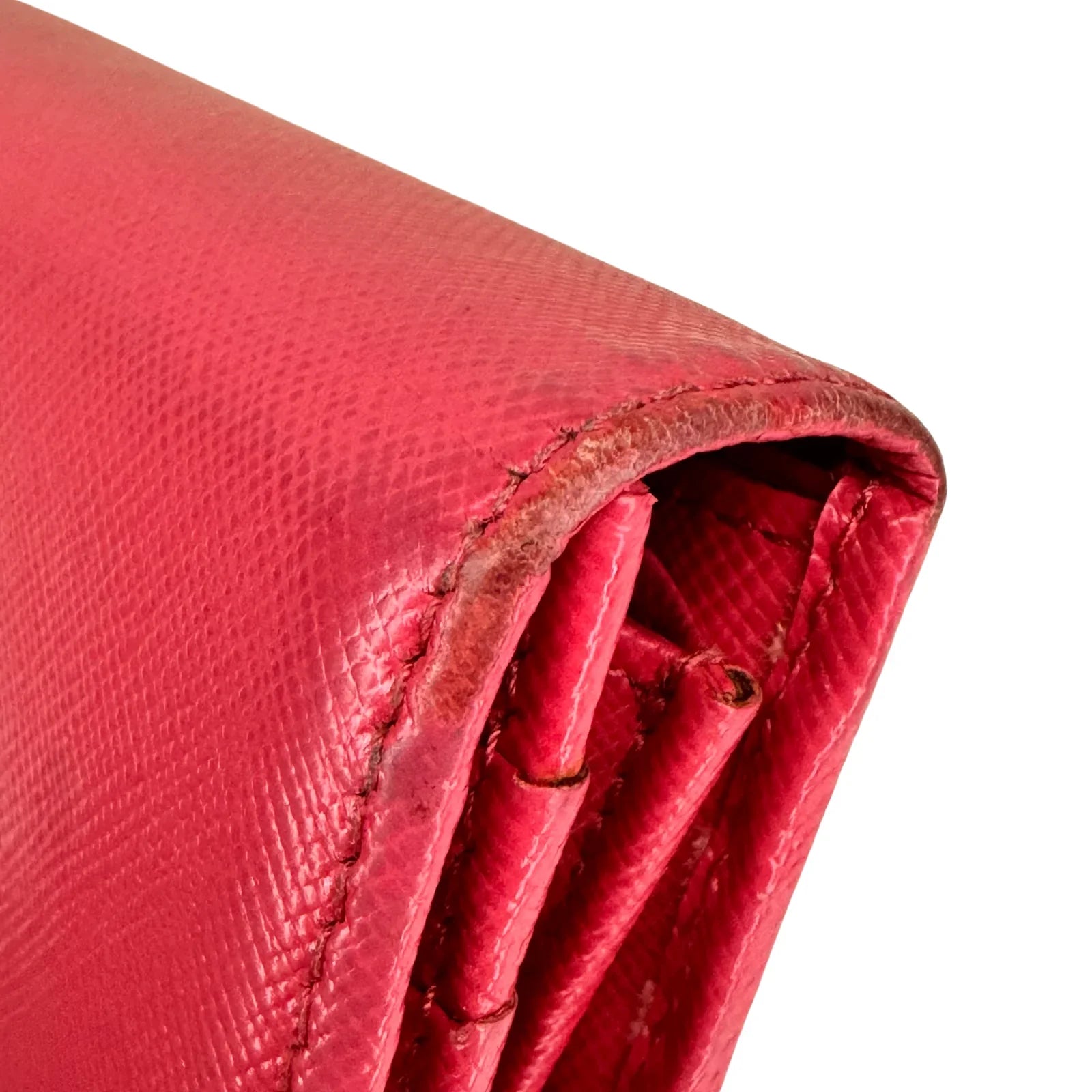 Prada Vitello Daino Continental Flap Wallet in Pink - Lost Designer