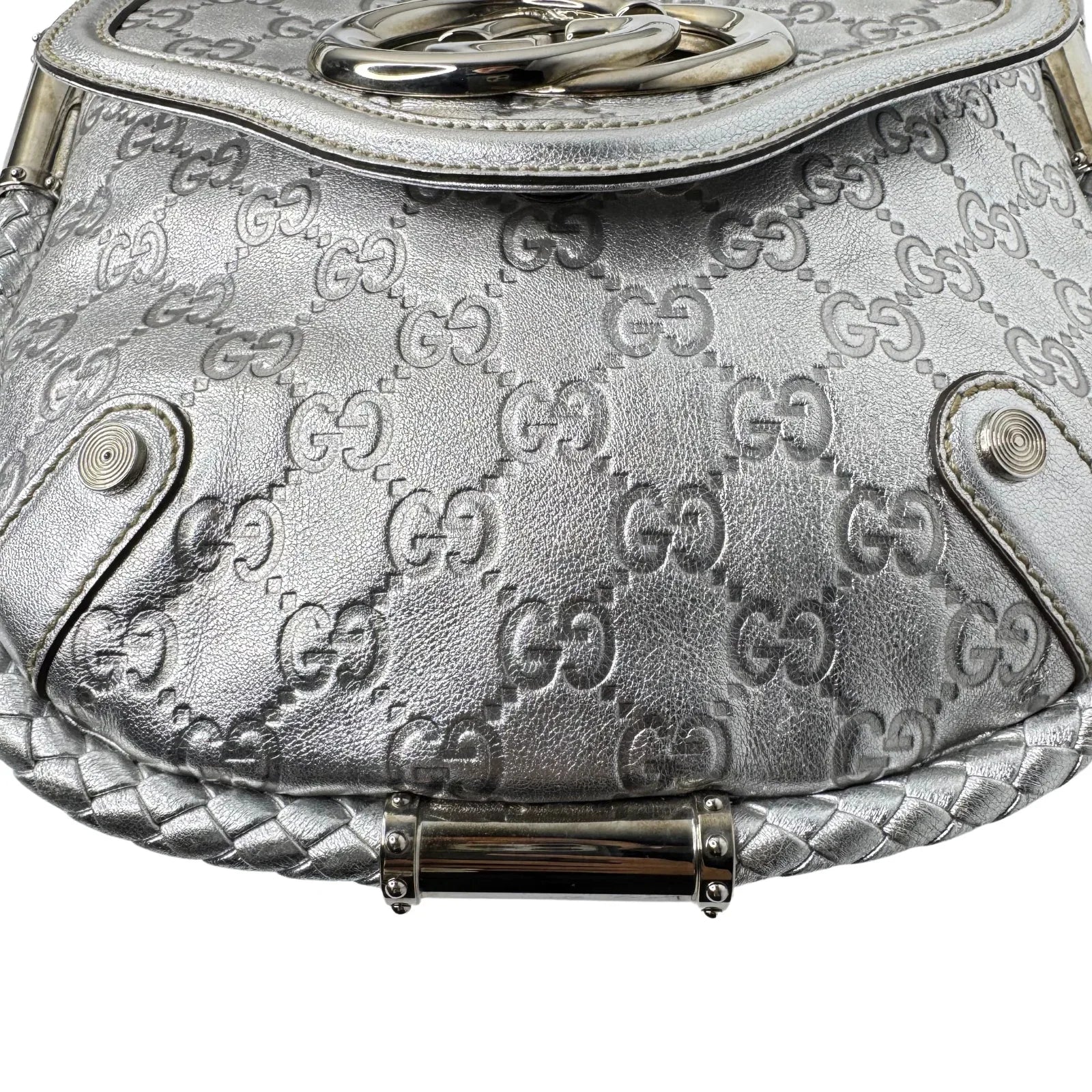 Gucci Guccissima Small Britt Tassel Shoulder Bag – Silver - Lost Designer