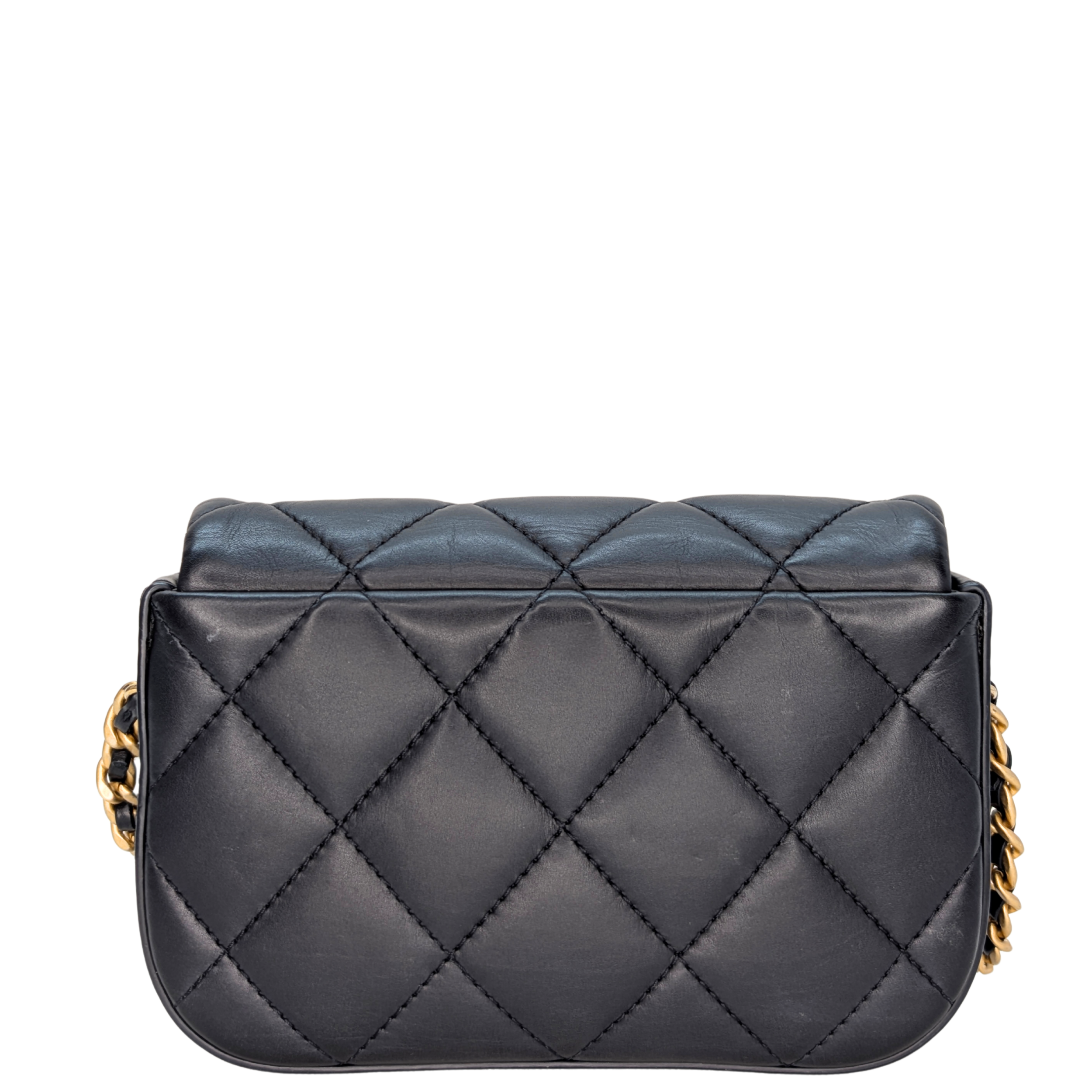 Chanel Quilted Mini Nailed CC Flap Bag Black