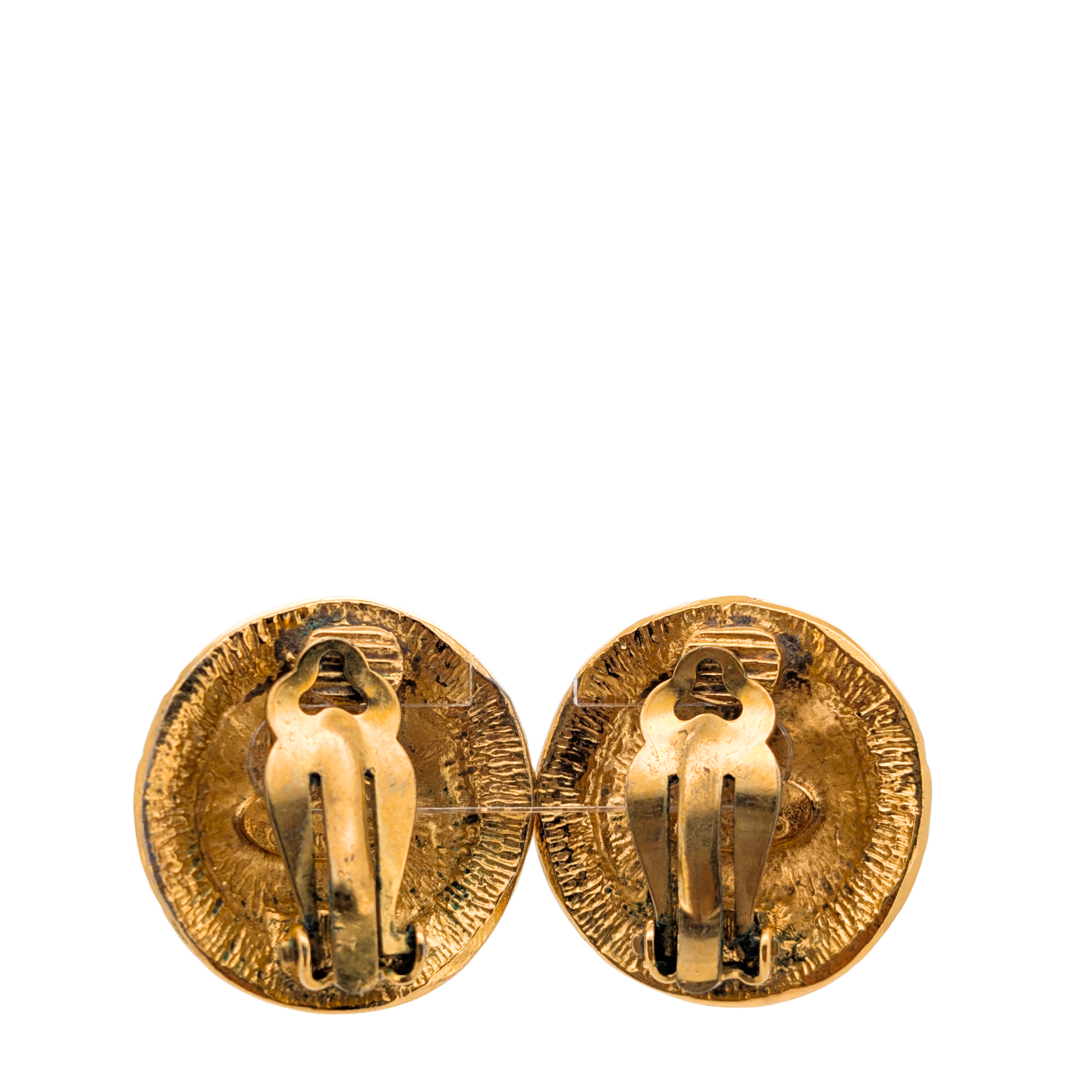 Chanel vintage CC Rue Cambon Gold Plated Clip-on Earrings