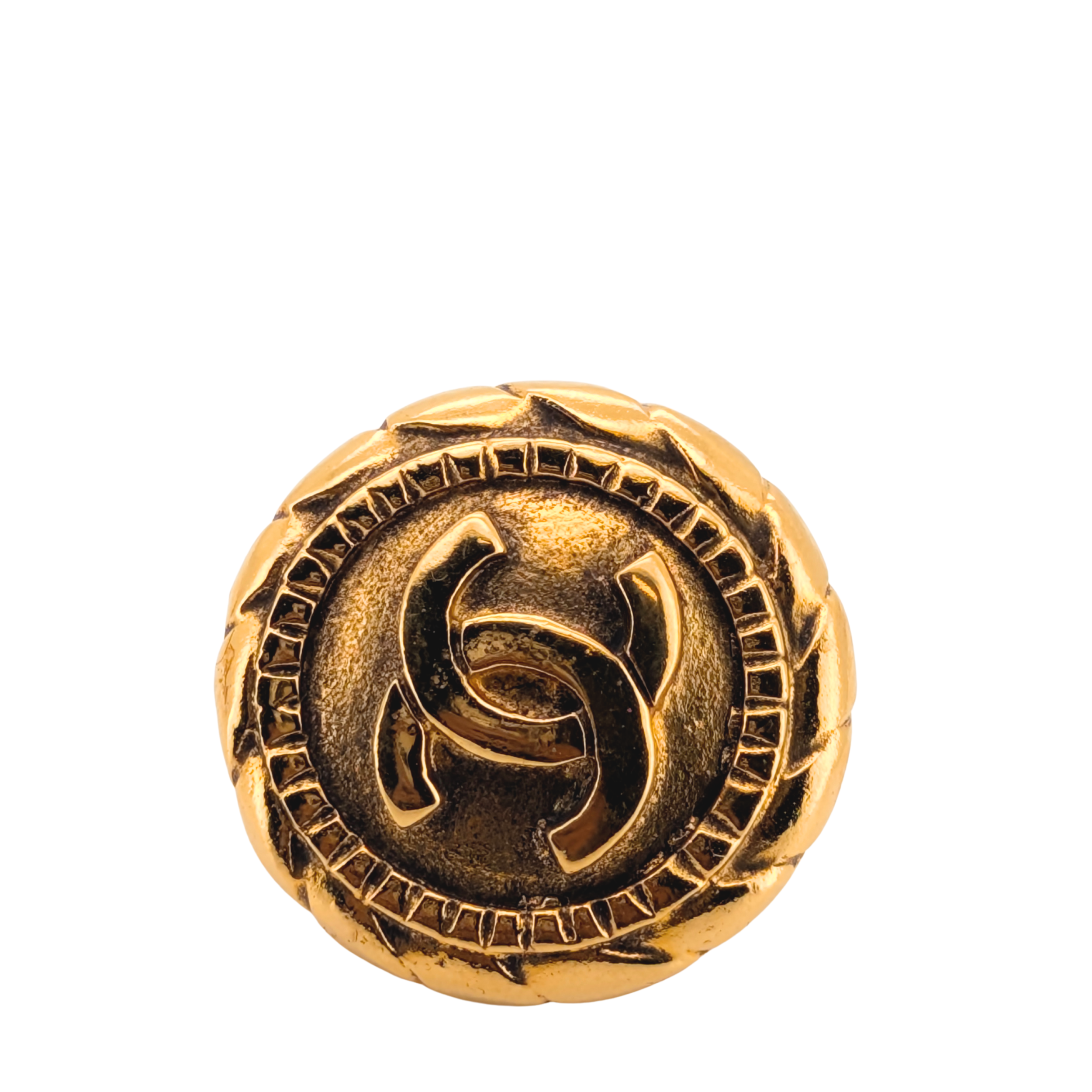 Chanel Vintage CC Gold Tone Round Clip-On Earrings