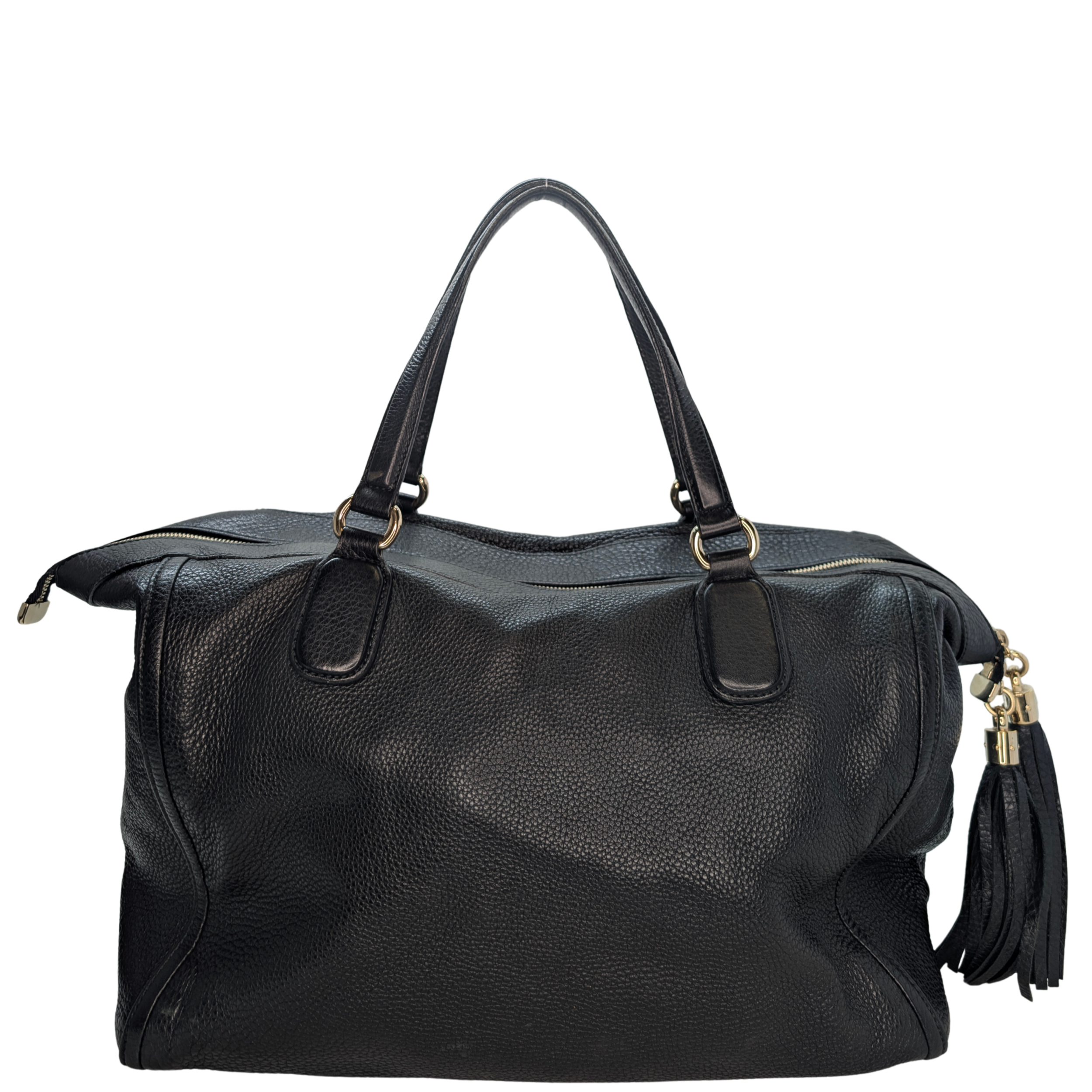 Gucci Soho Pebbled Leather GG Tassel Bag Black