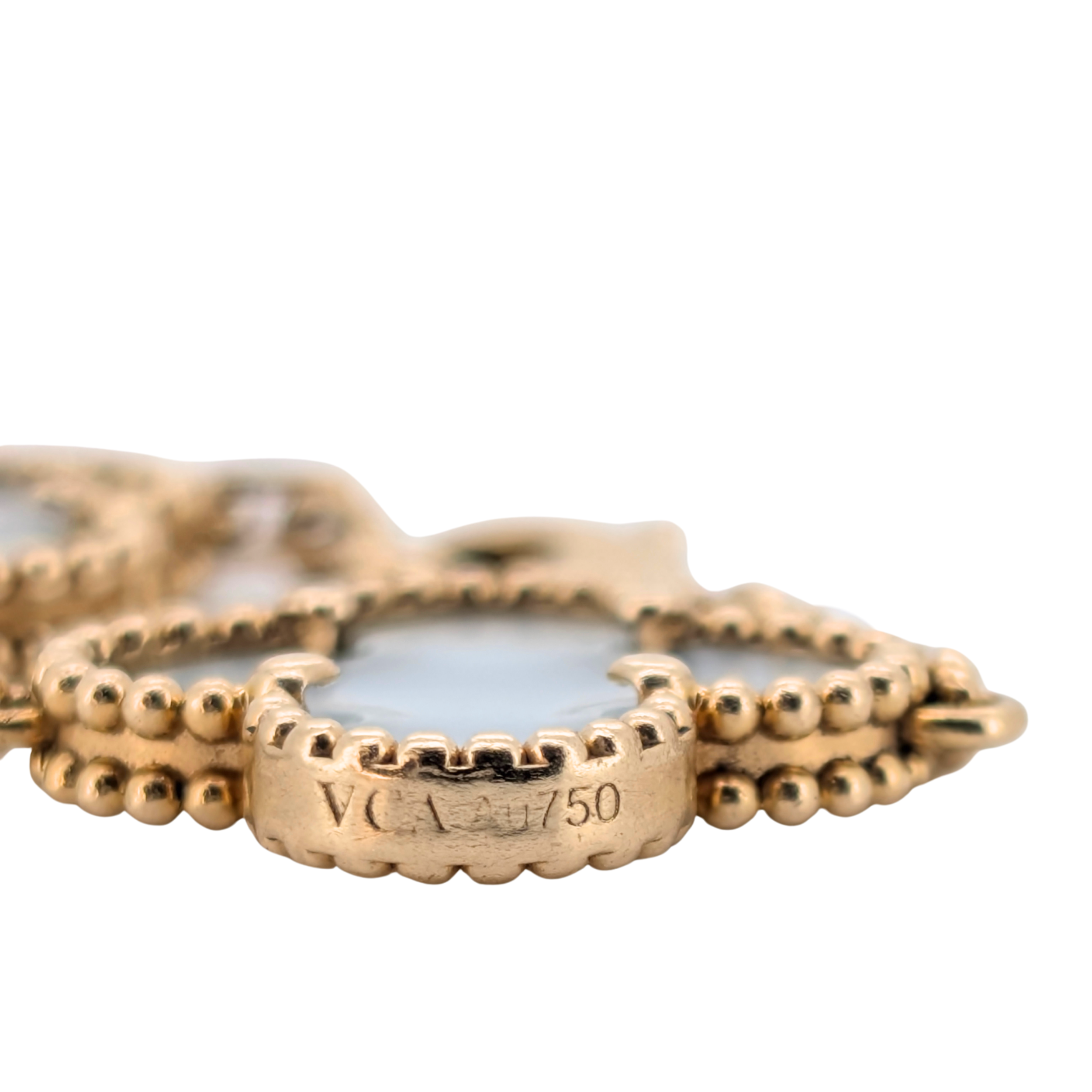 Van Cleef & Arpels Vintage Alhambra 5 Motif Mother of Pearl 18k Gold Bracelet