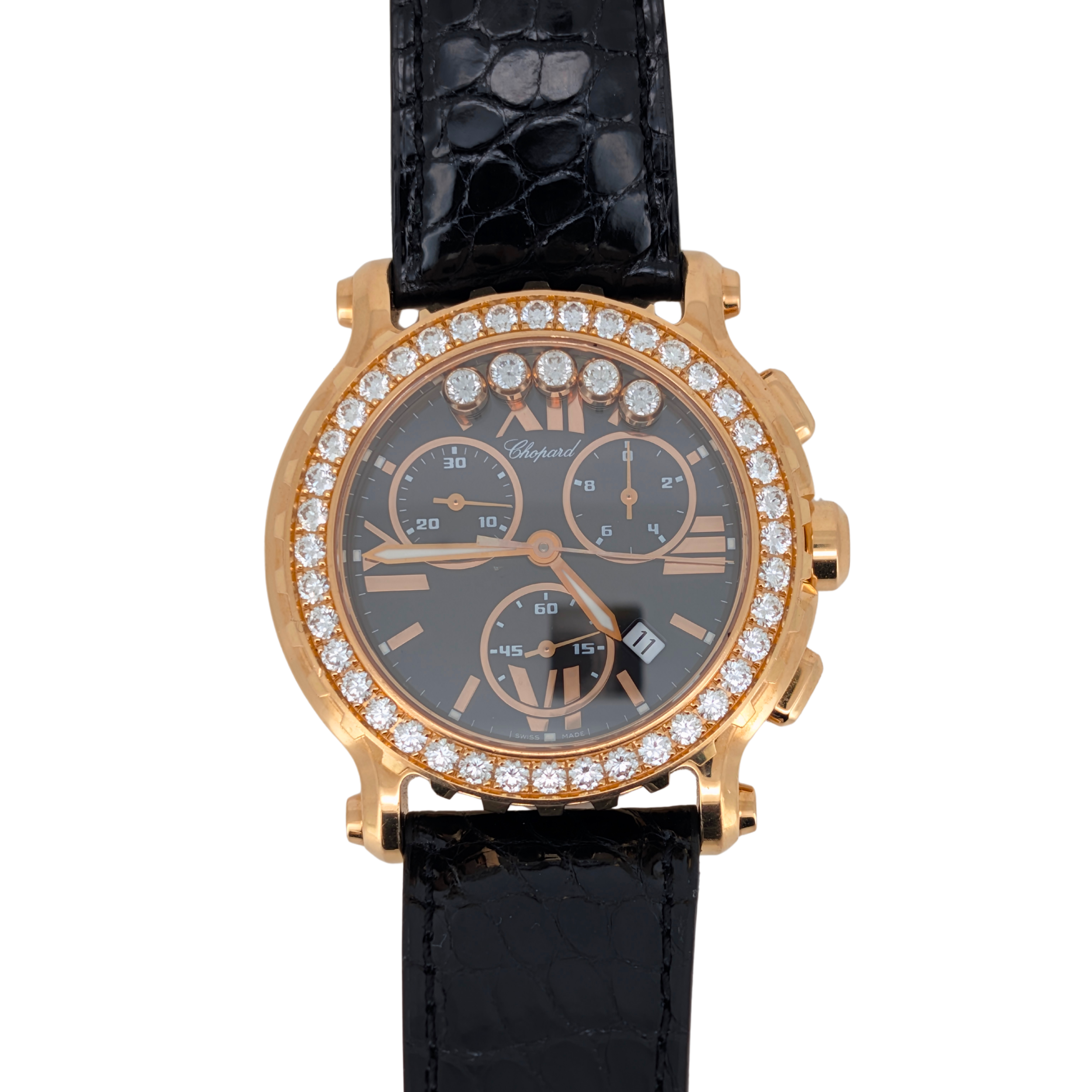 Chopard Happy Sport Chronograph 18k Rose Gold 42mm Watch 283583-5004