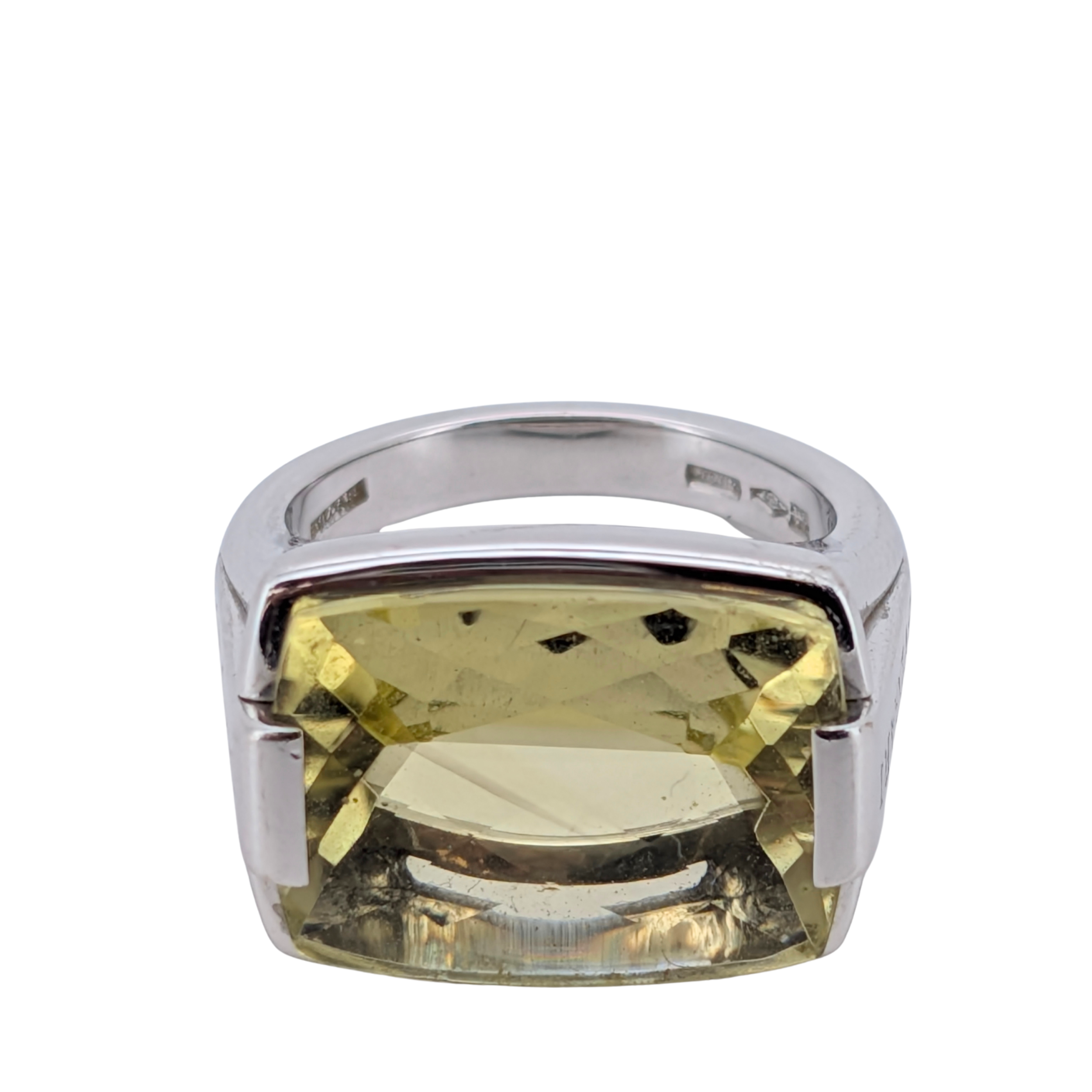 Bvlgari Metropolis Yellow Quartz Ring In 18K White Gold