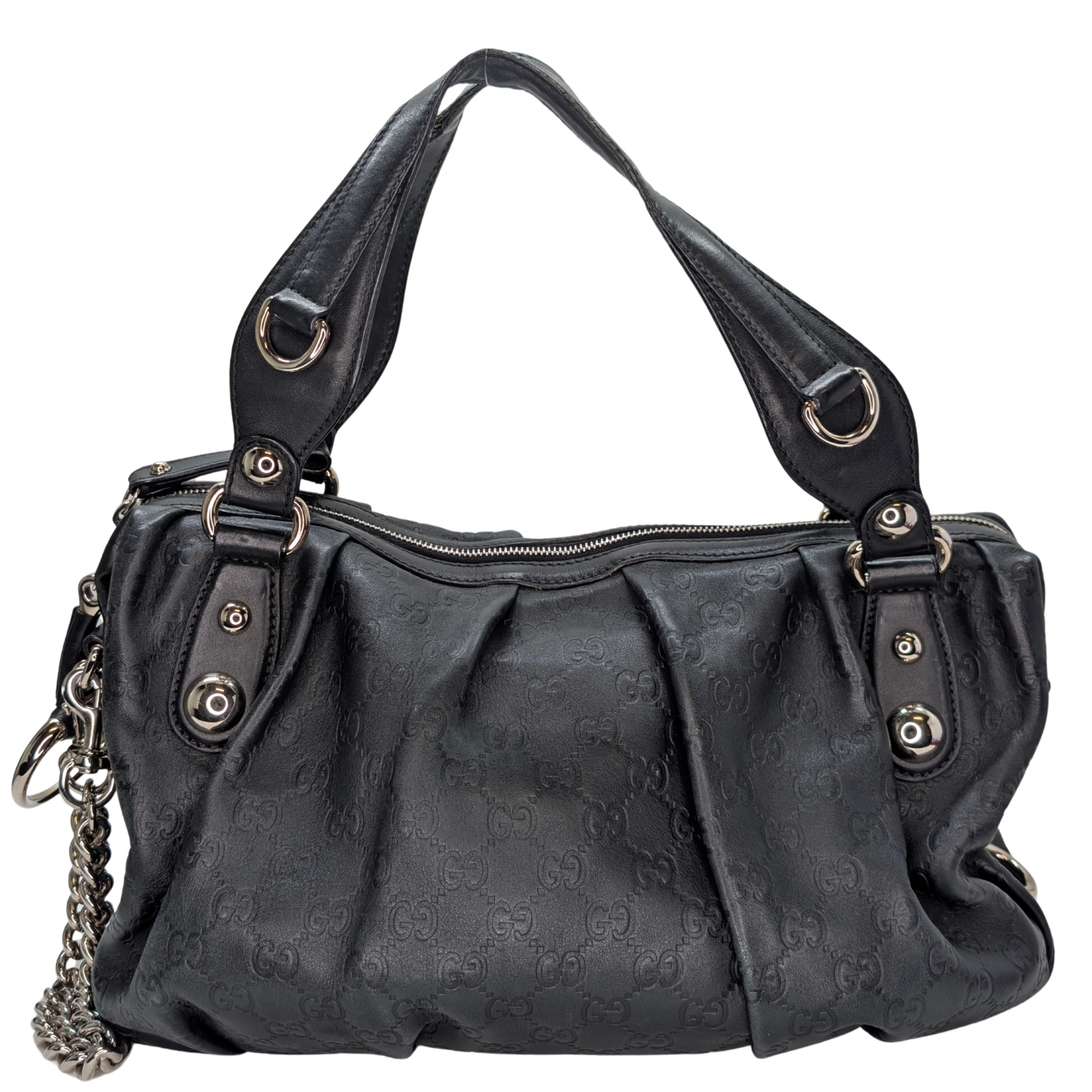 Gucci Guccissima Icon Bit Medium Boston Bag Black