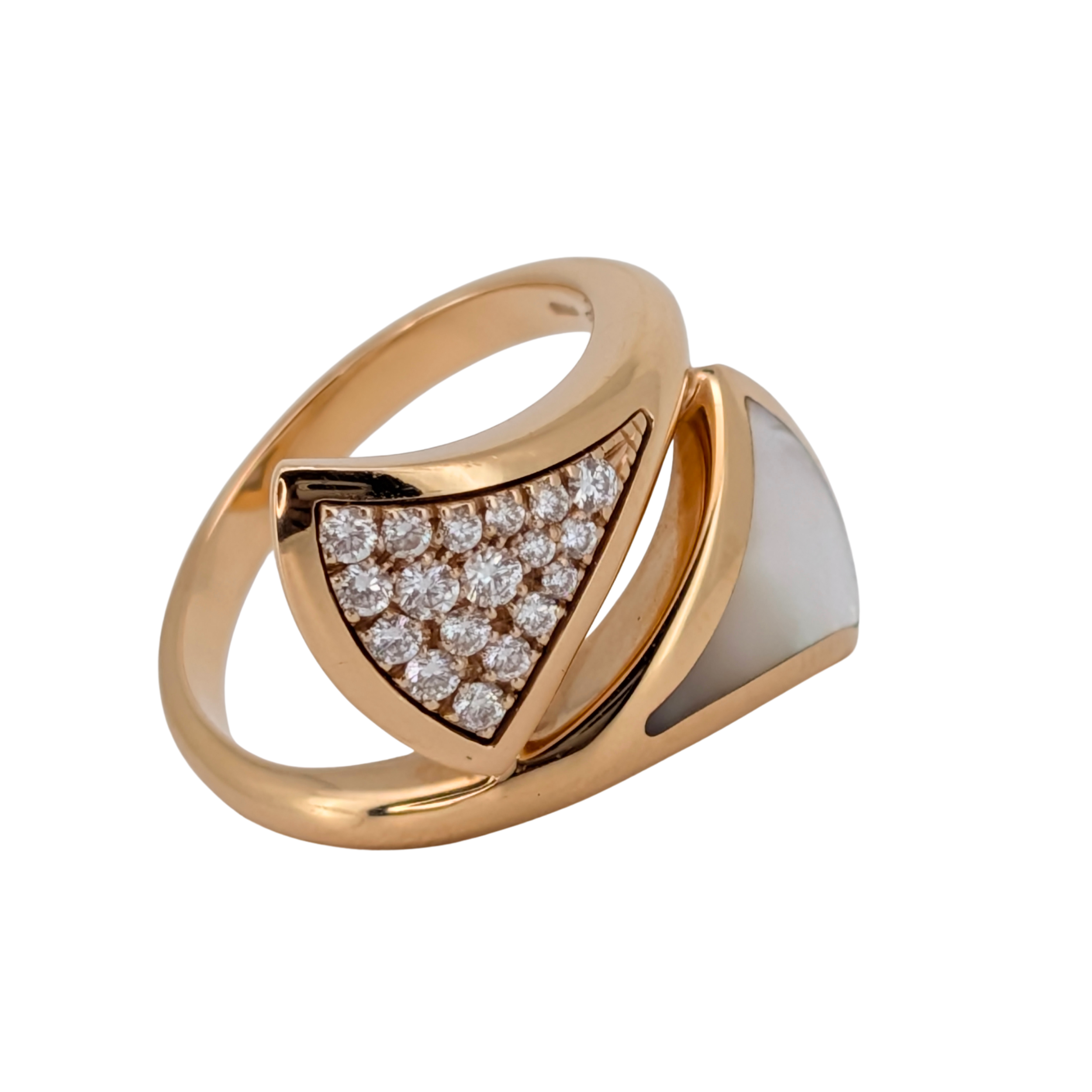 Bvlgari Divas’ Dream Large Model Ring 18K Rose Gold with Diamonds & Mother of Pearl