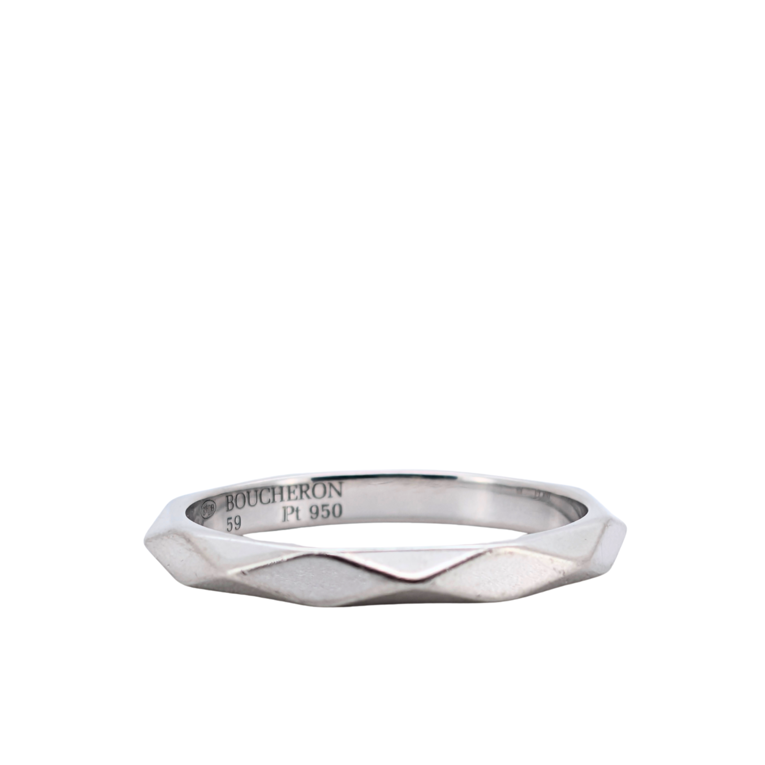 Boucheron Platinum Facette Band Ring size 59
