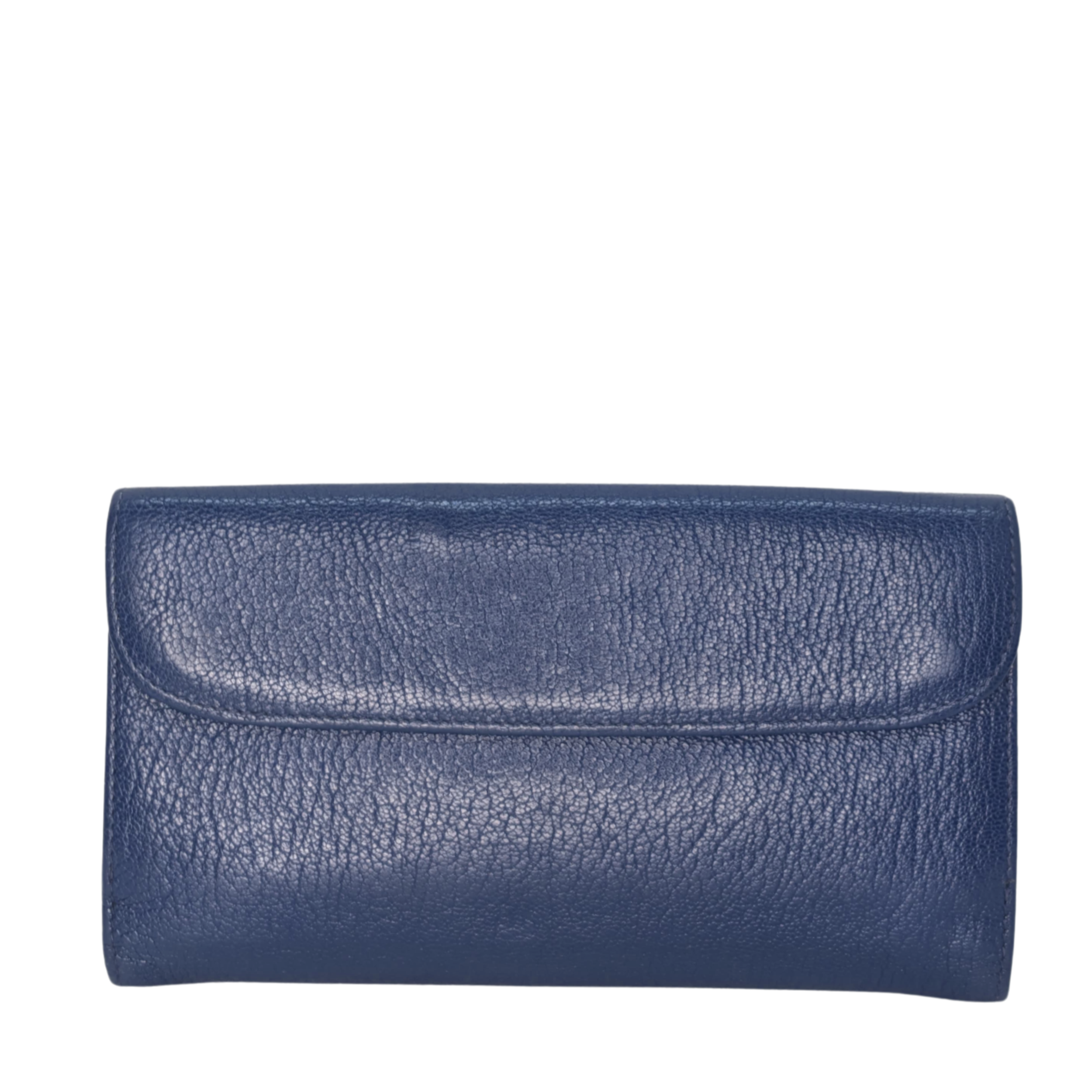Miu Miu Madras Flap Long Wallet Leather Blue