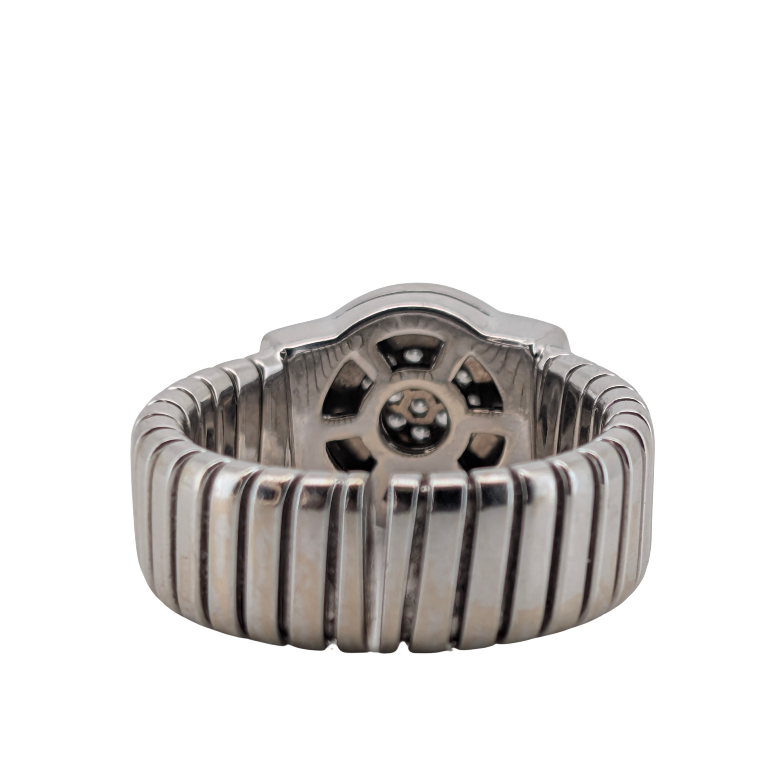 Bvlgari Tubogas Diamond Ring In 18K White Gold