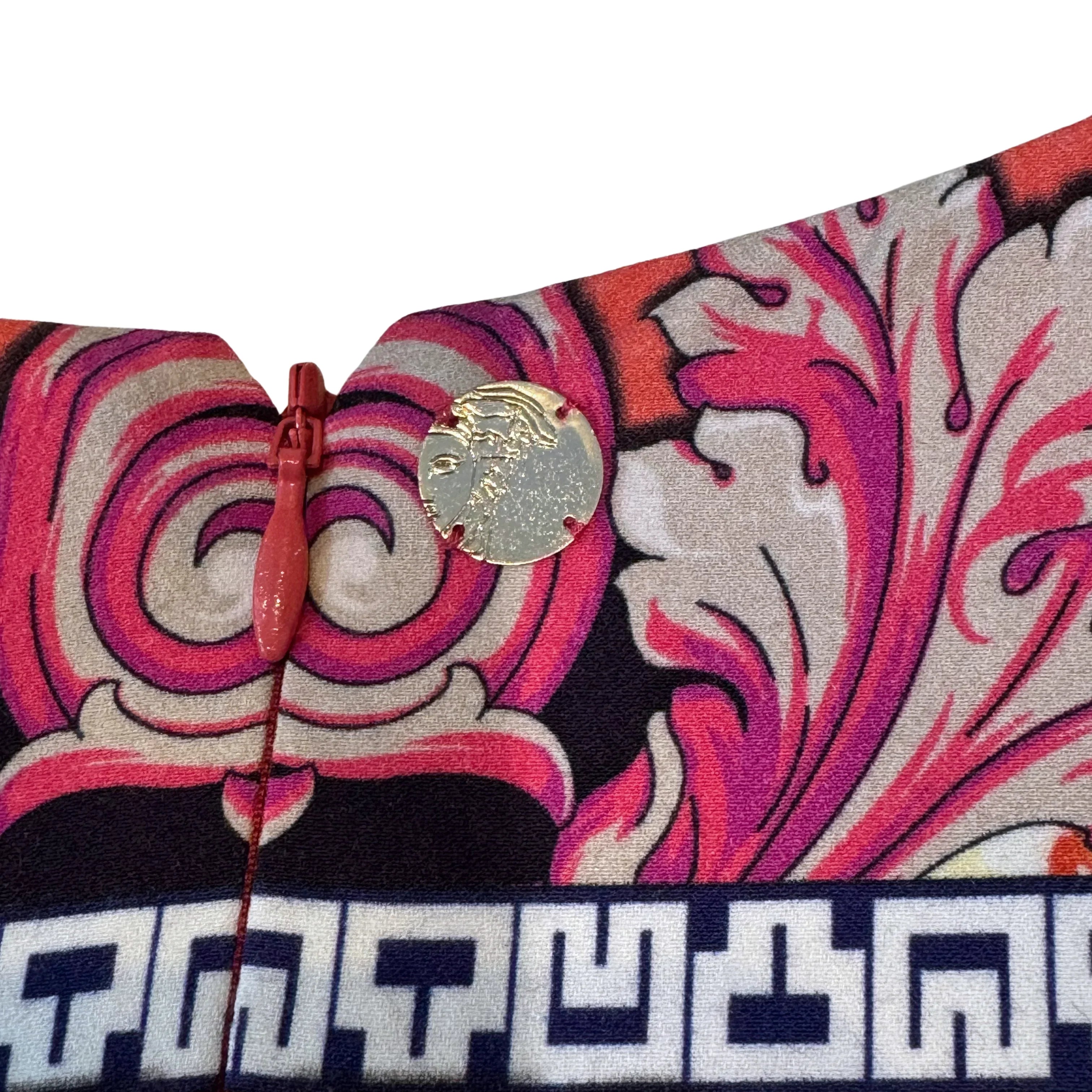 Versace Pink x Orange Baroque Print Sleeveless Dress Size 42 - Lost Designer