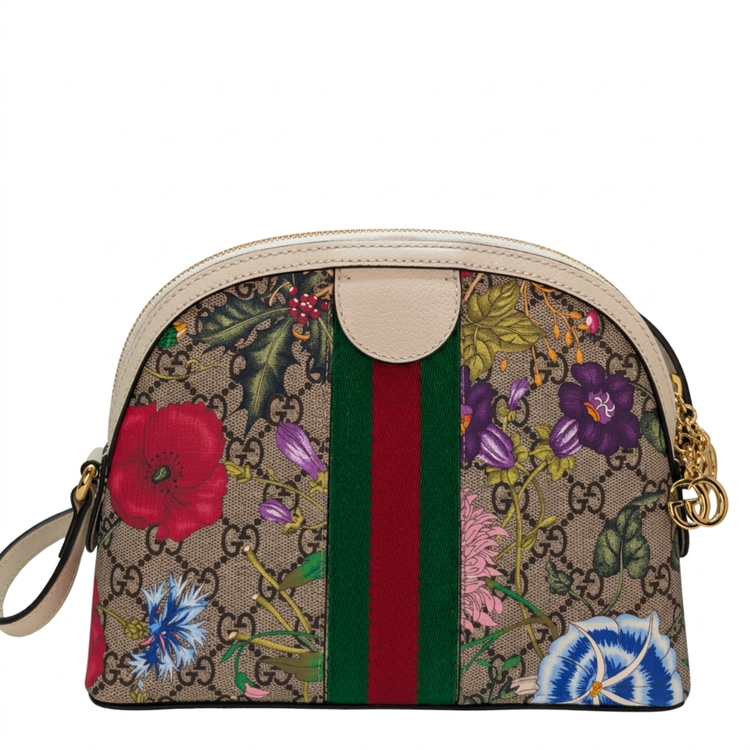 Gucci Small GG Supreme Flora Ophidia Dome Crossbody Bag