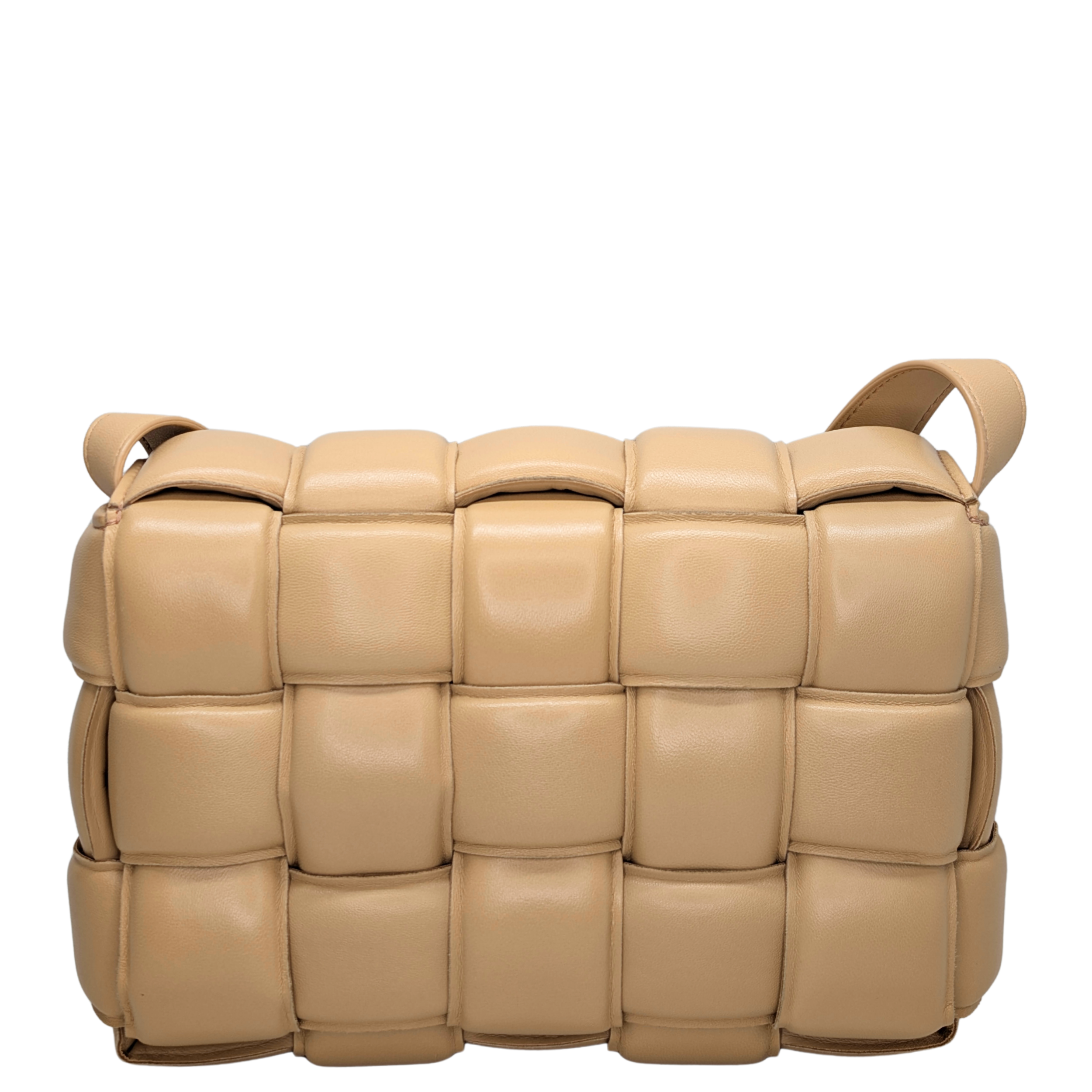 Bottega Veneta Padded Cassette Leather Crossbody Bag Beige