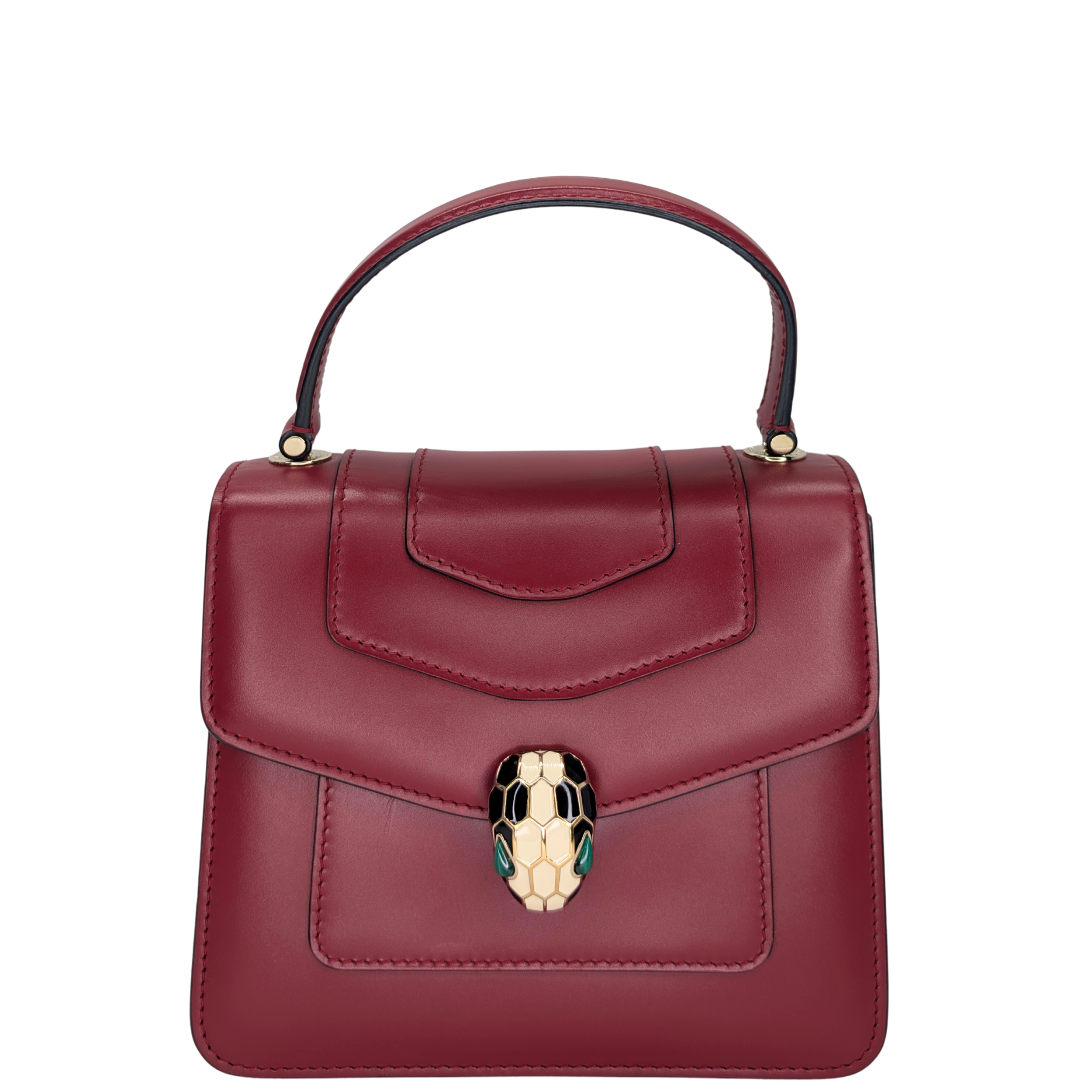 Bvlgari Calfskin Serpenti Forever Top Handle Red