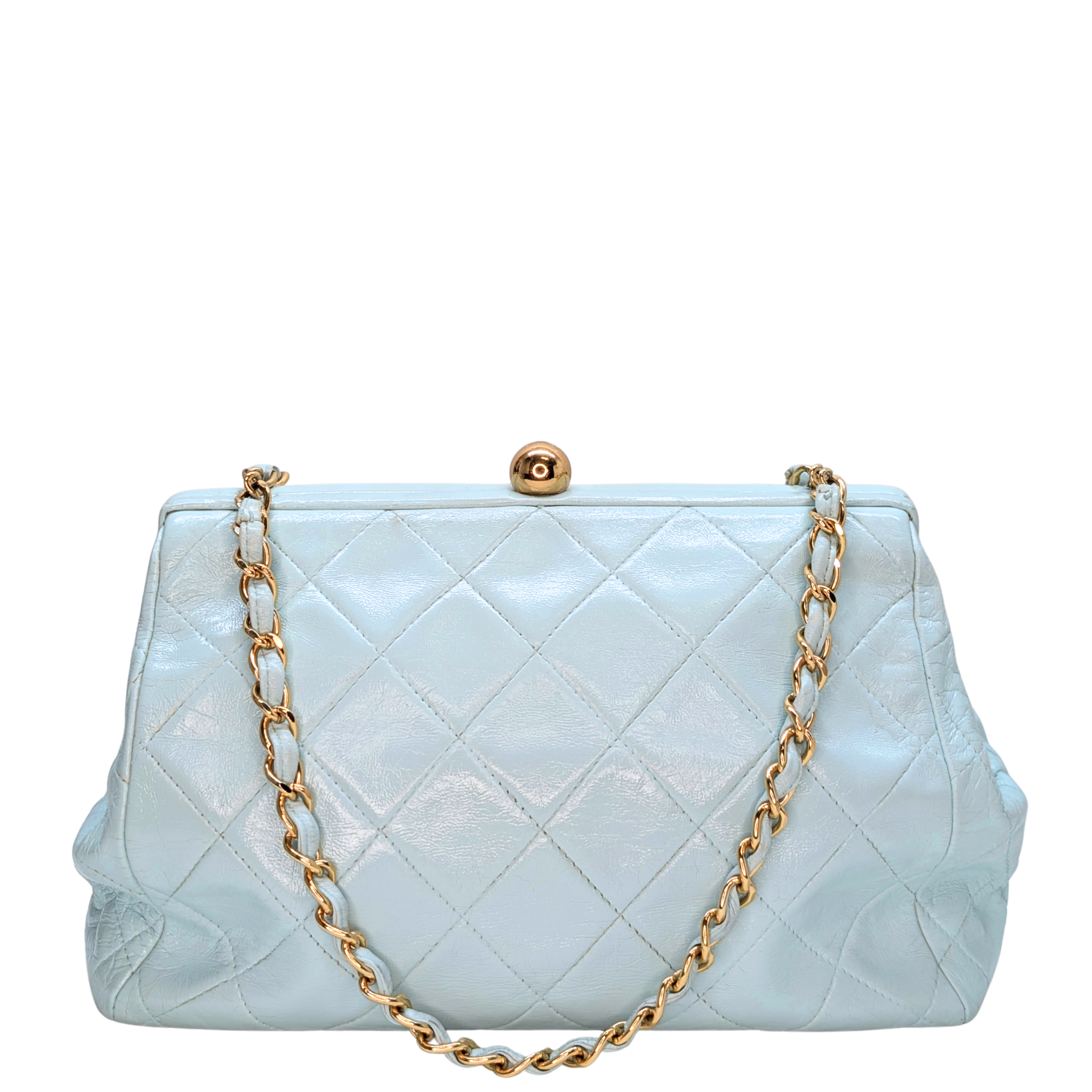 Chanel Vintage Kiss Lock Bag Baby Blue