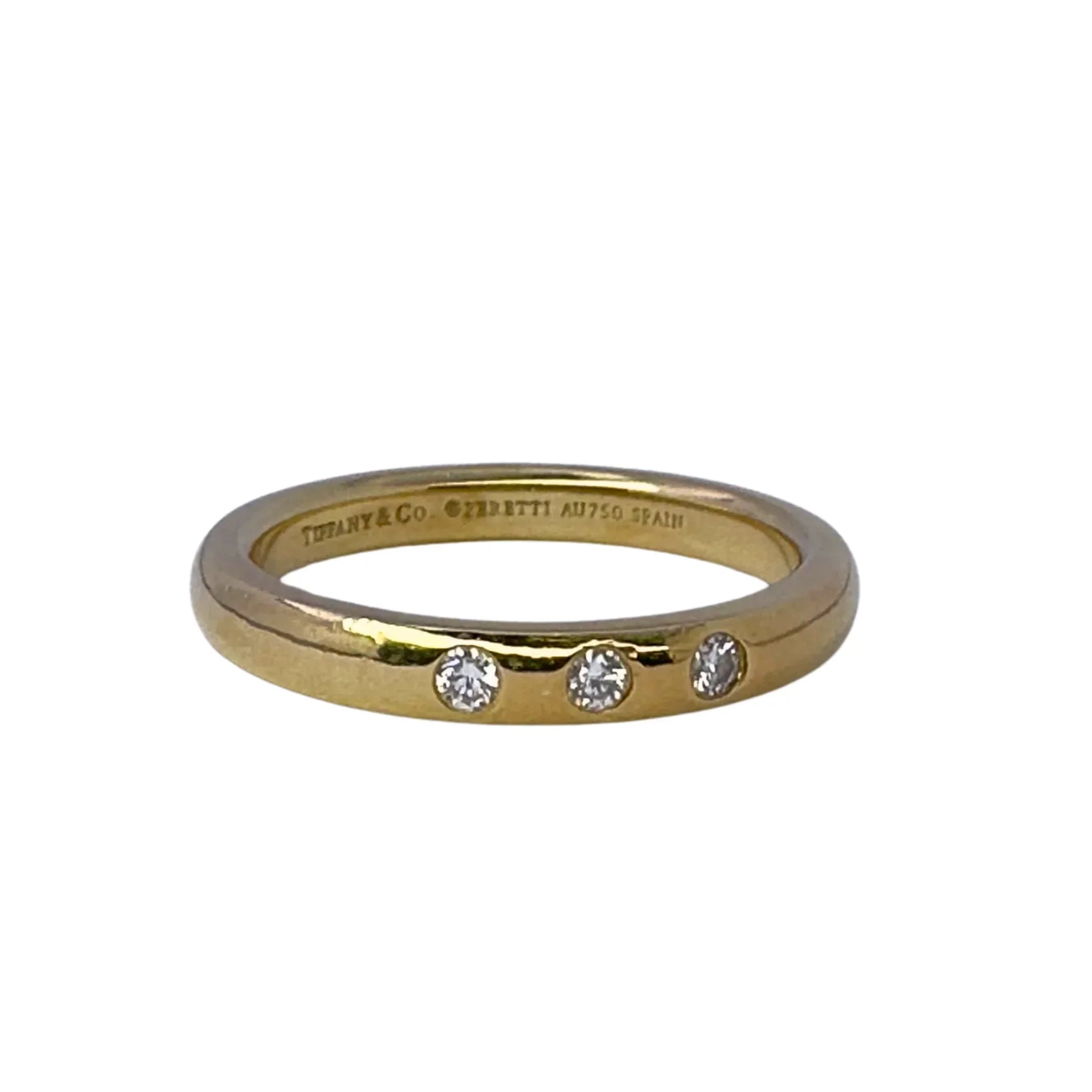Tiffany & Co Ring, L½ or 51 Stacking Band Ring 18K Gold .06 Diamond - Lost Designer