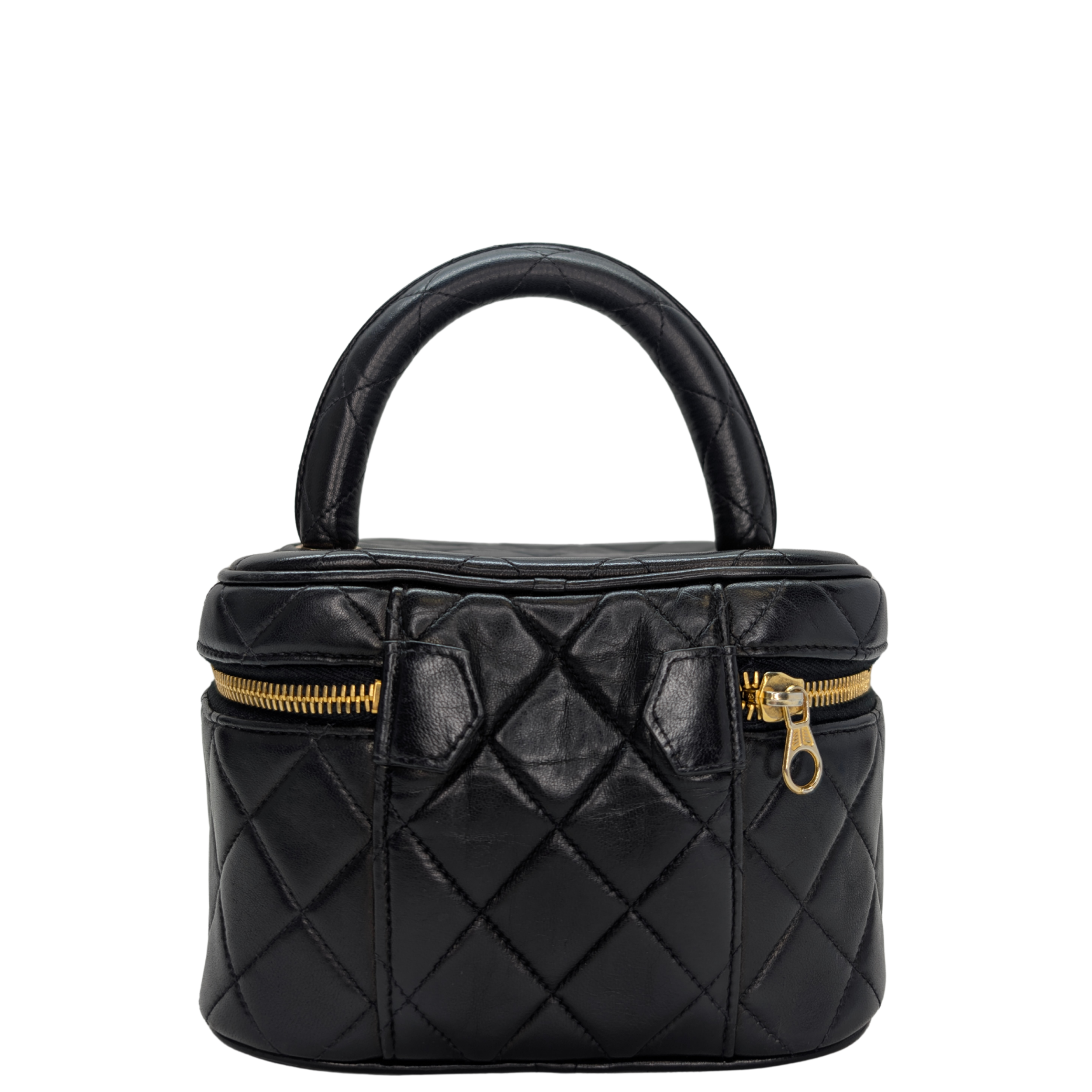 Chanel Vintage Cosmetic Makeup Vanity Case Lambskin Black