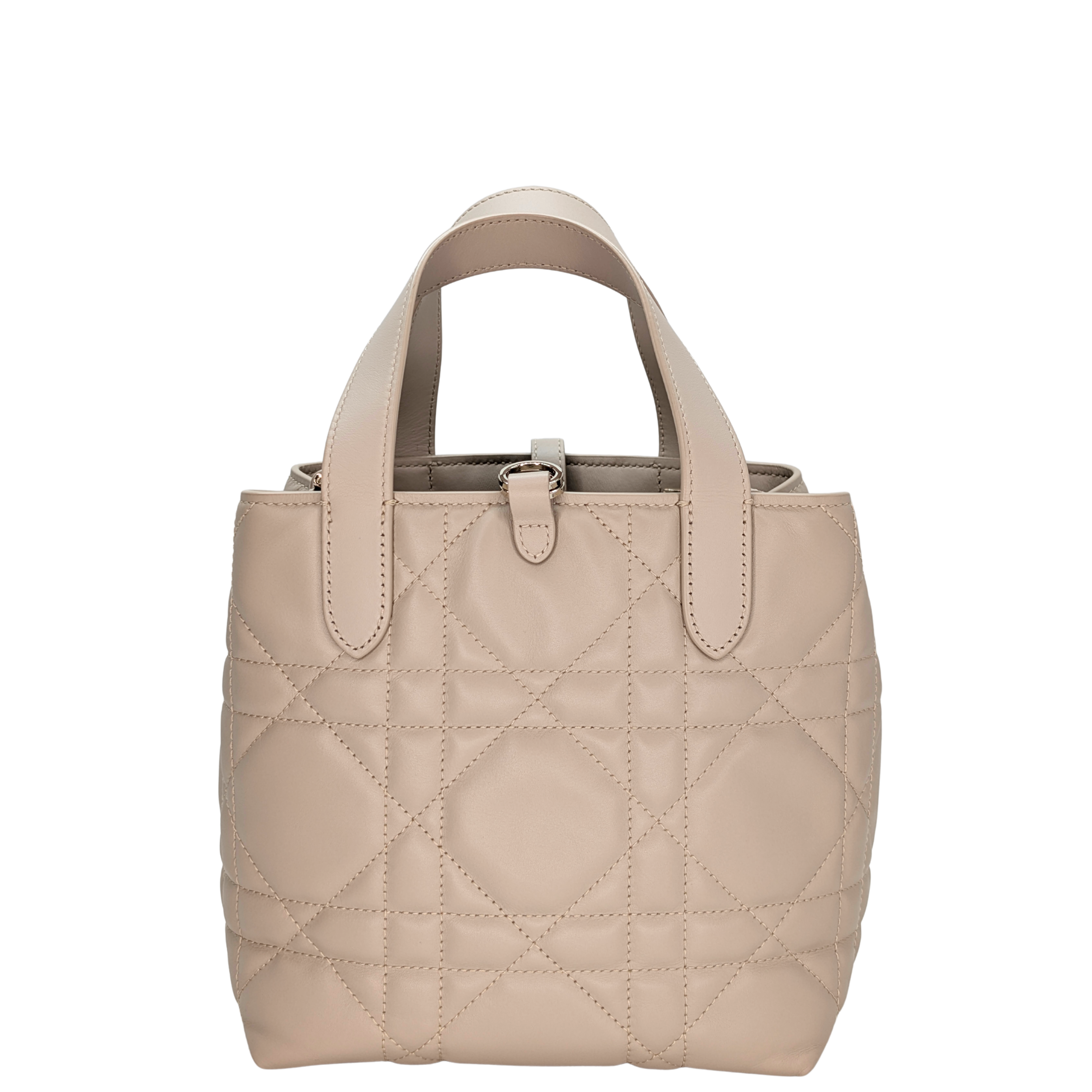 Dior Small Toujours Tote Bag Macrocannage Calfskin Powder Beige