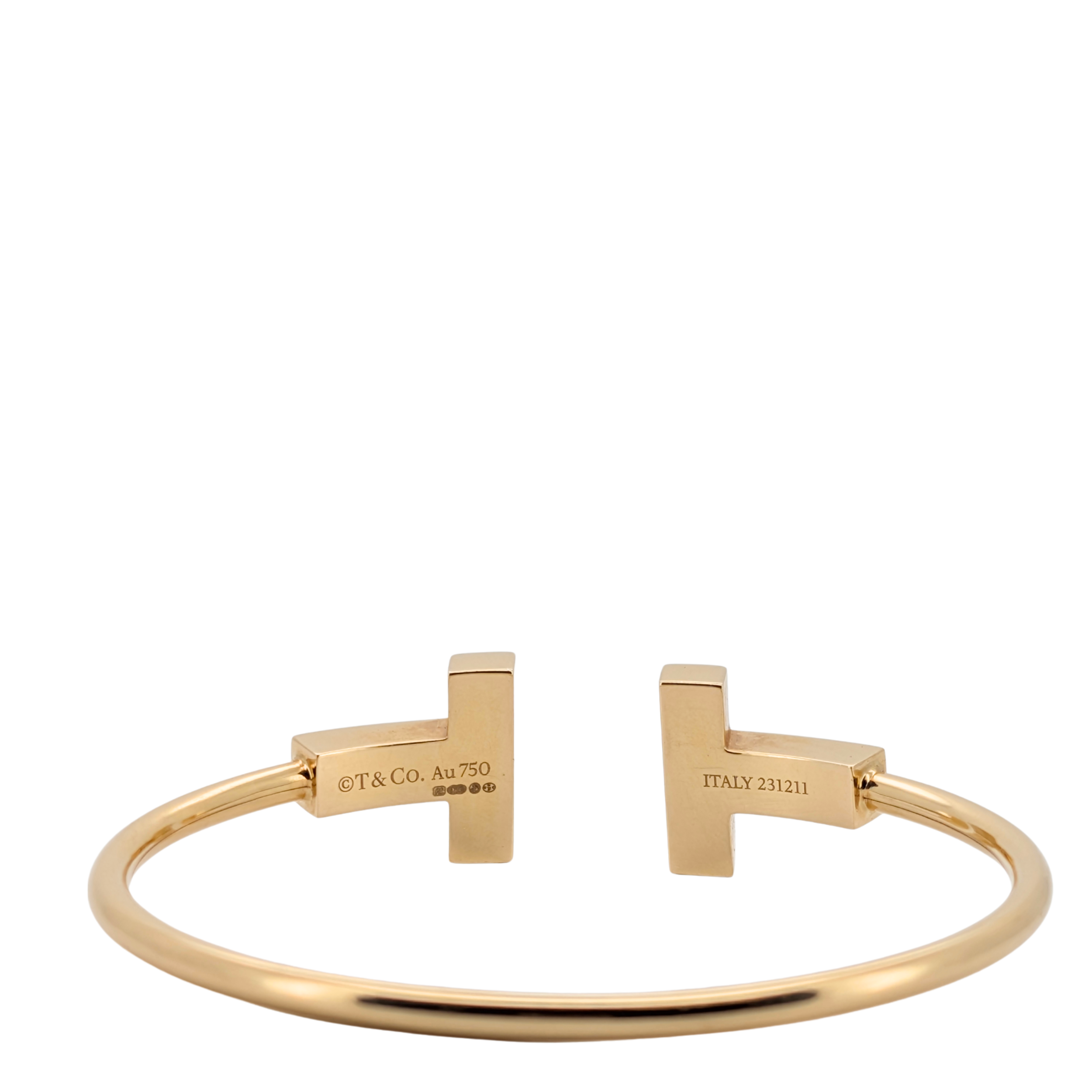 Tiffany & Co T Wide Wire Bracelet Large 18k Yellow Gold