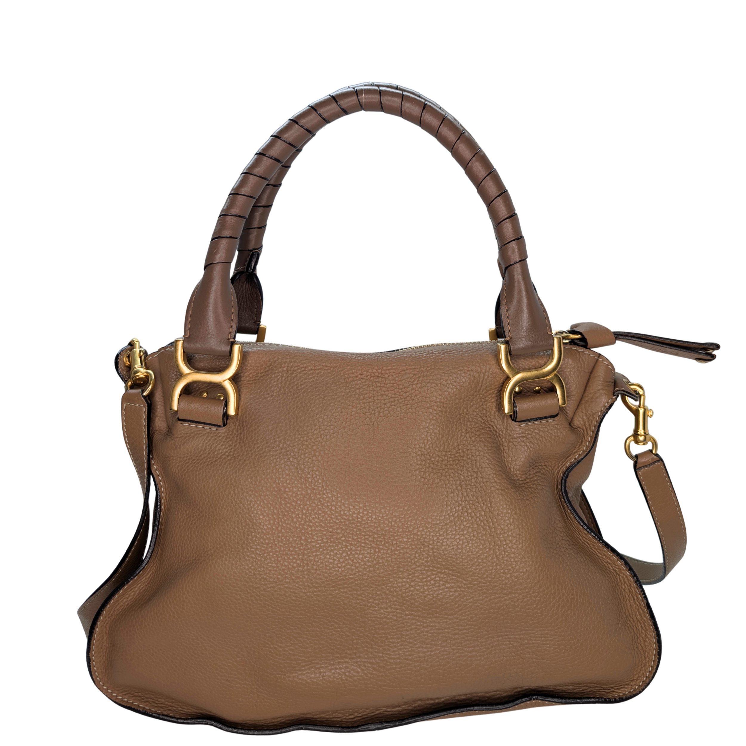 Chloe Marcie Medium Satchel Crossbody Bag Brown