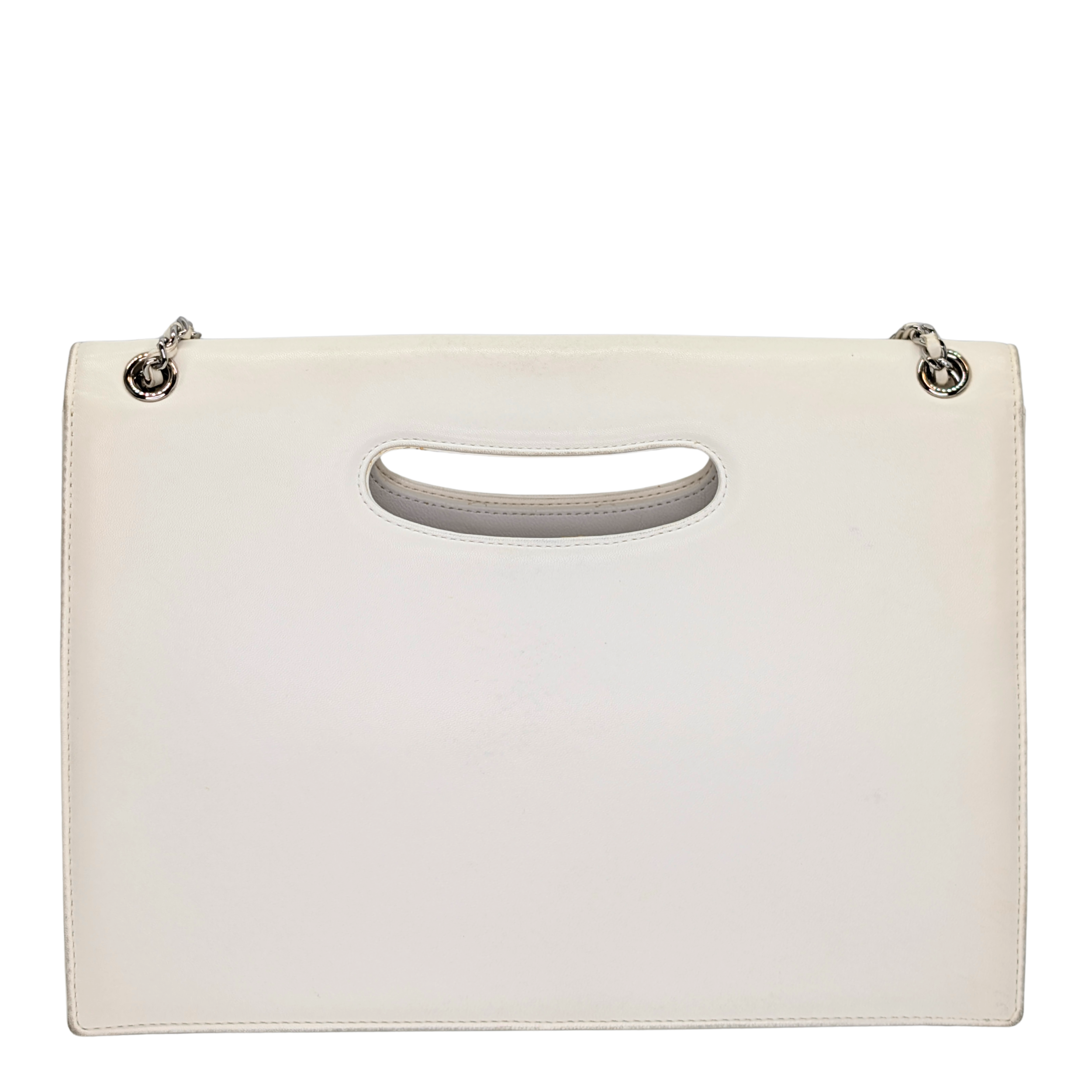 Chanel 2014 Delivery Cutout Handle Bag White