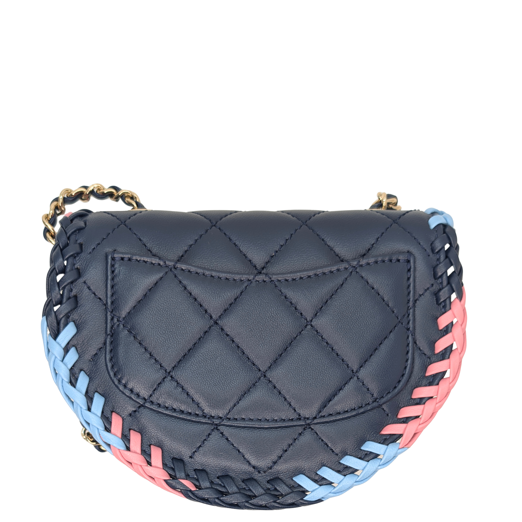 Chanel Braided Mini Messenger Flap Bag Navy Blue