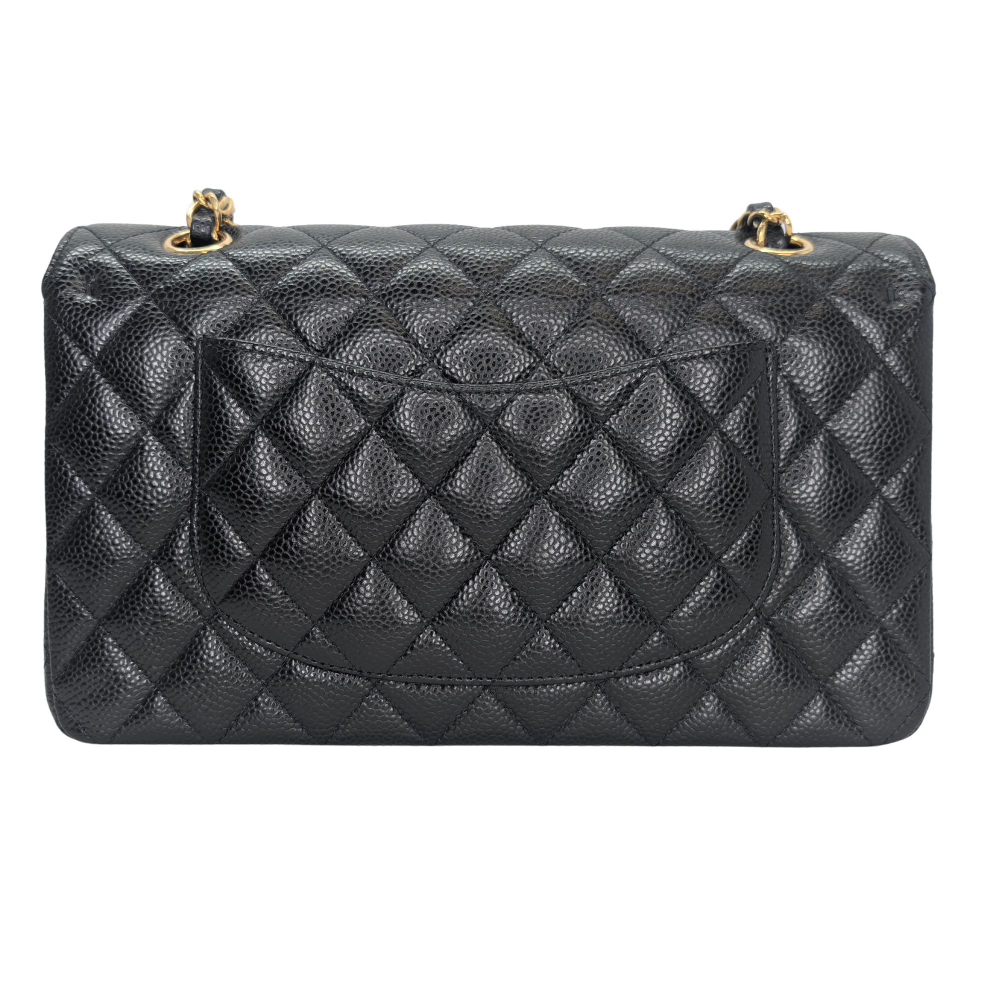 Chanel Classic Flap Bag Caviar Leather Medium Black (Microchip)