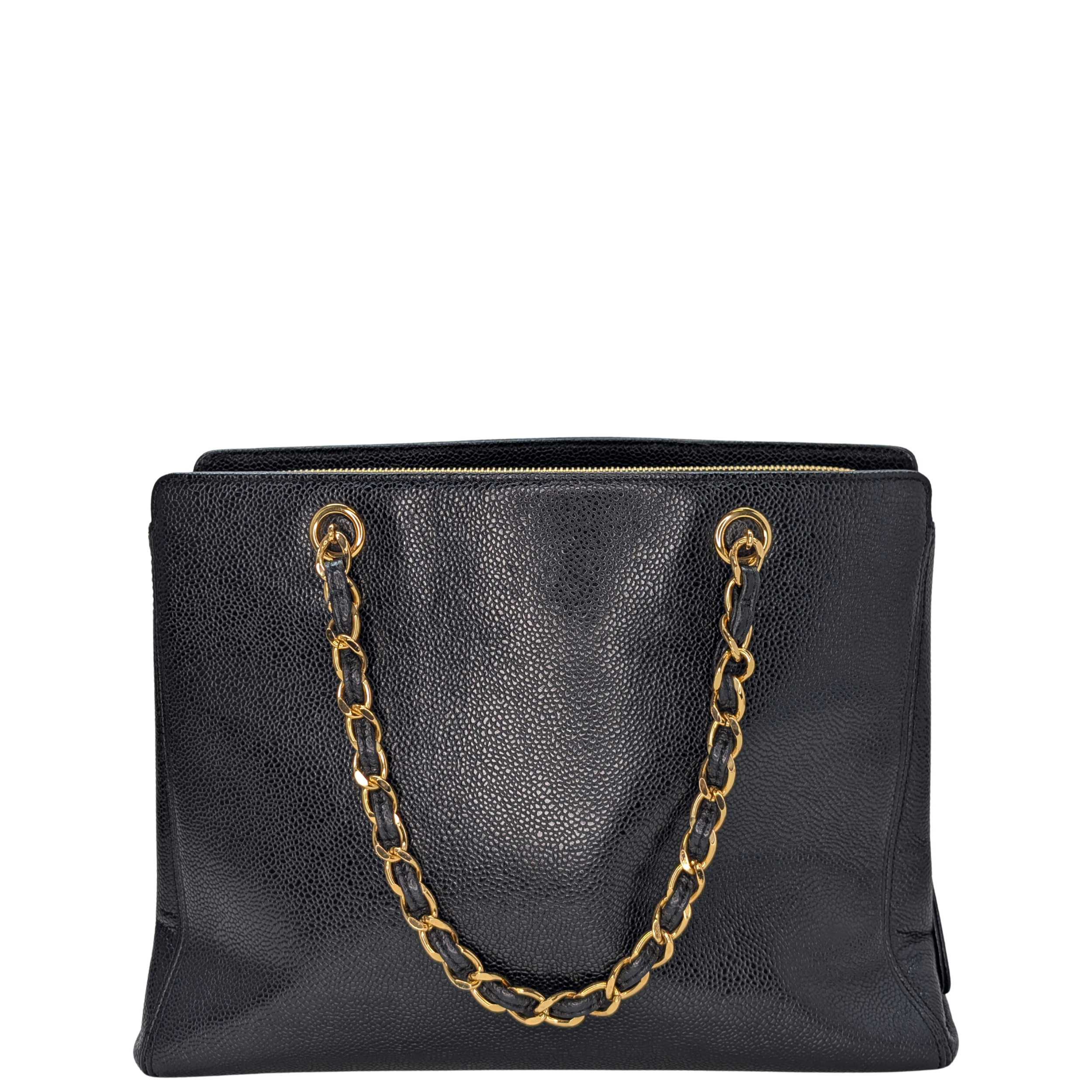 Chanel Vintage Tote Bag Caviar Leather Black