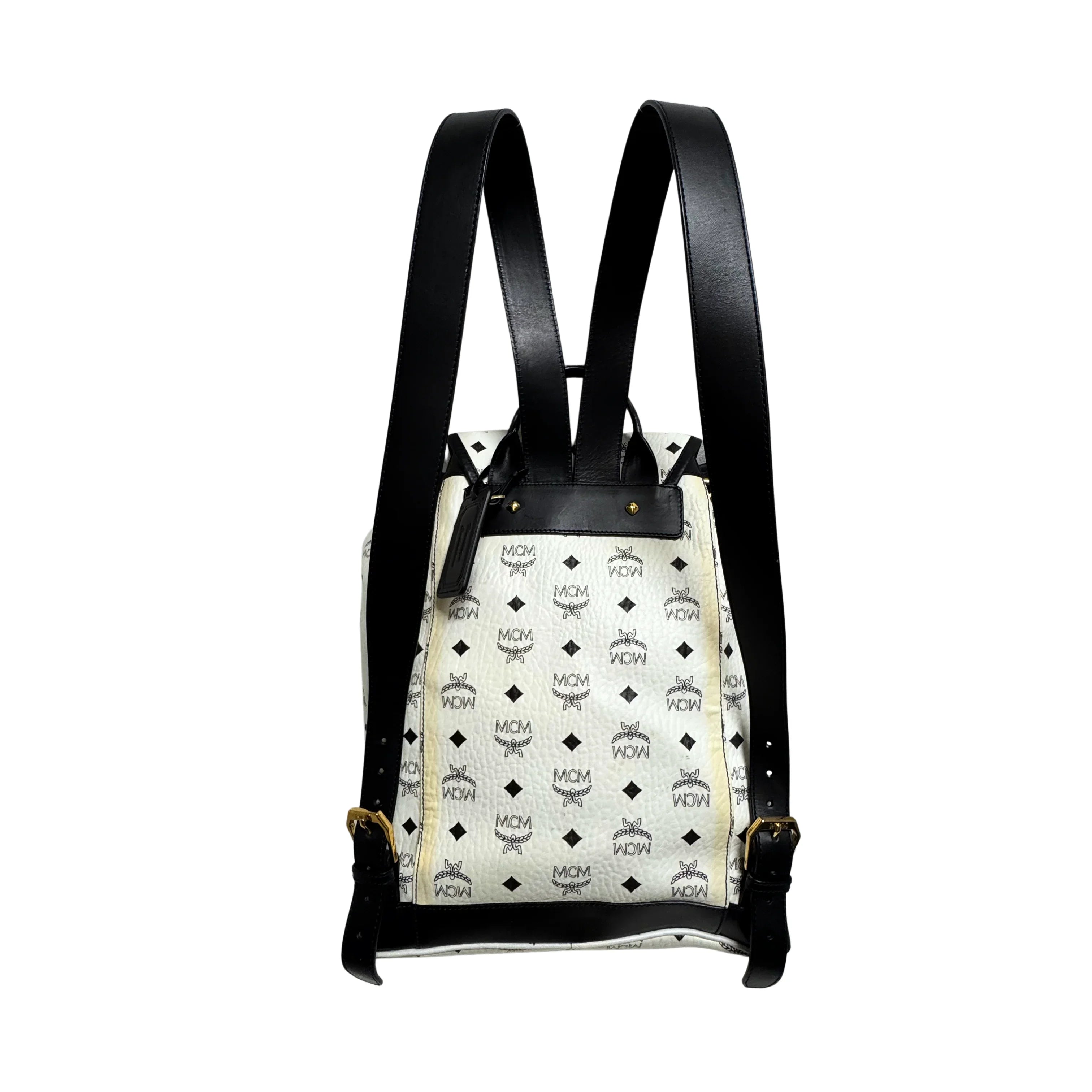 MCM Heritage Drawstring Backpack White - Lost Designer