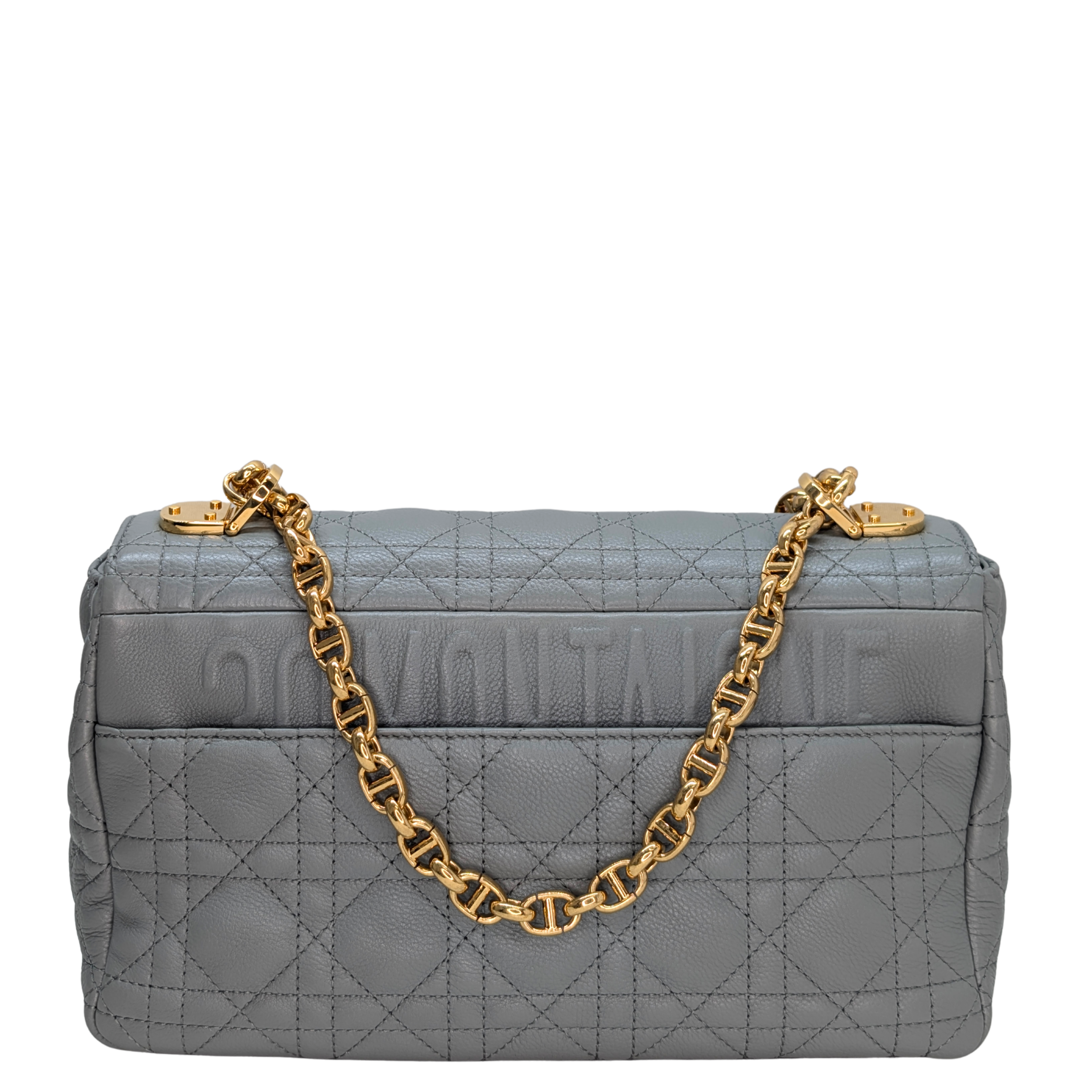 Dior Medium Caro Bag Supple Cannage Calfskin Stone Gray