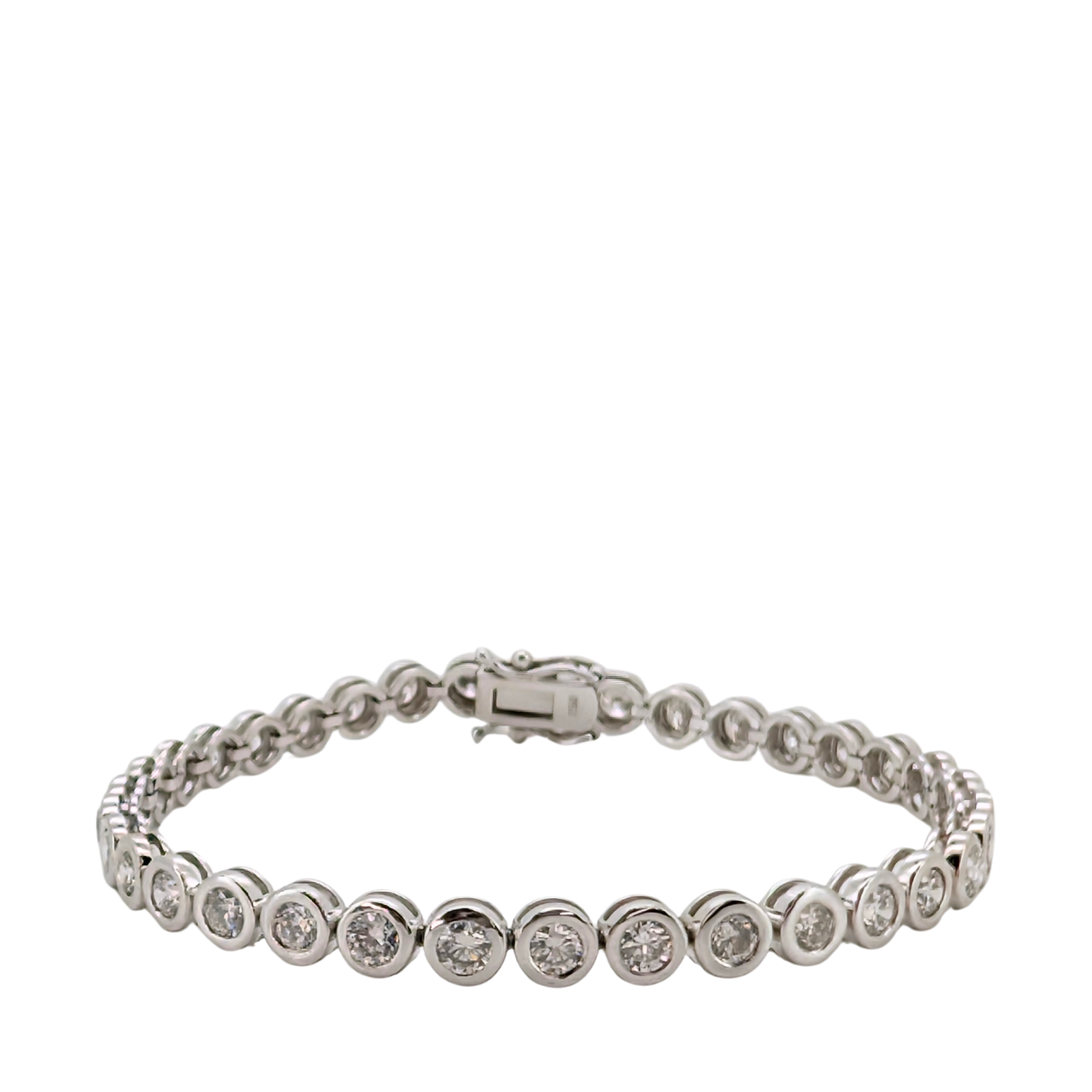 6.00Ct Natural Round Brilliant Diamond Tennis Bracelet In 18ct White Gold