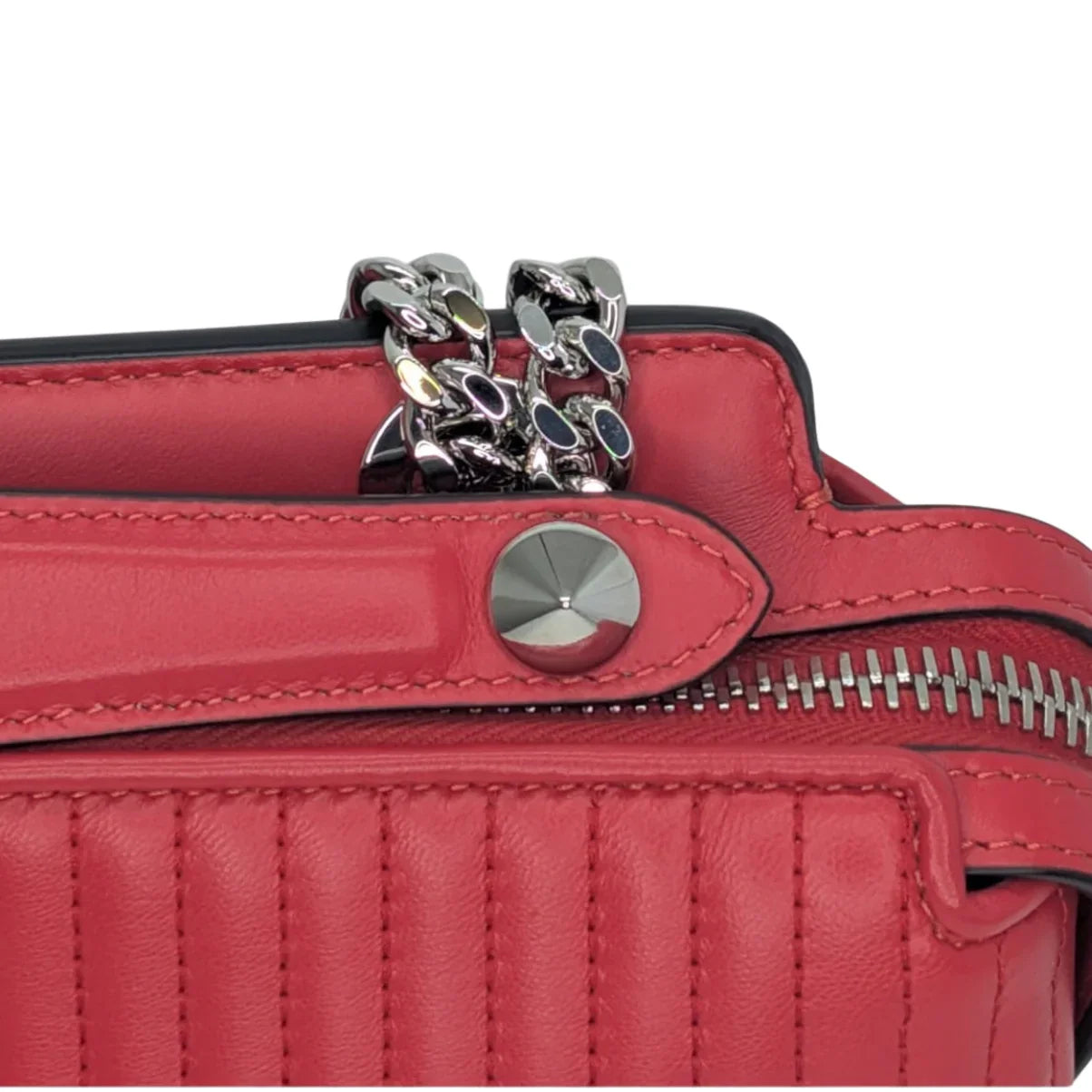 Fendi Dotcom Quilted Crossbody Bag Leather Red - Lost Designer