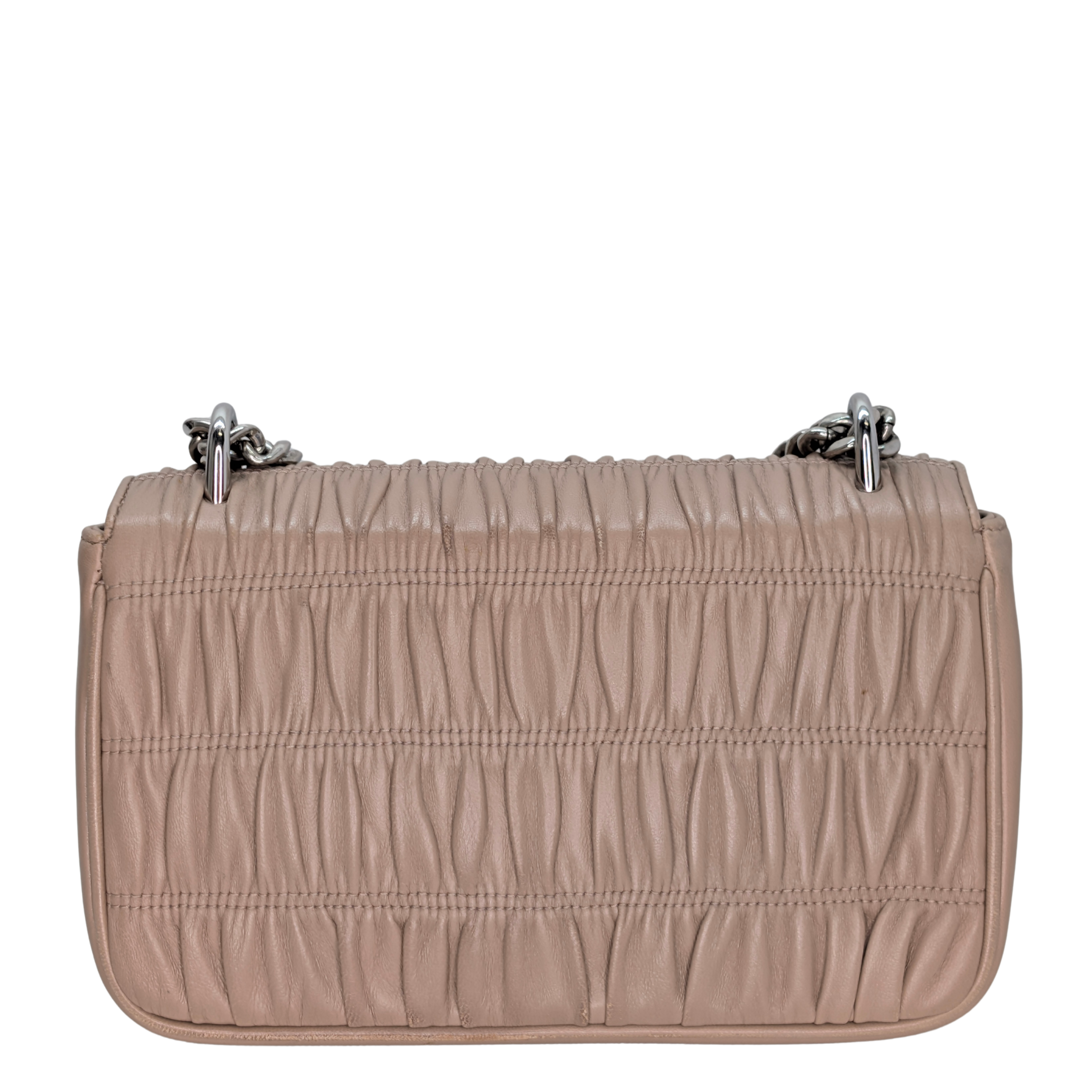 Prada Nappa Gaufre Chain Flap Crossbody Bag Taupe