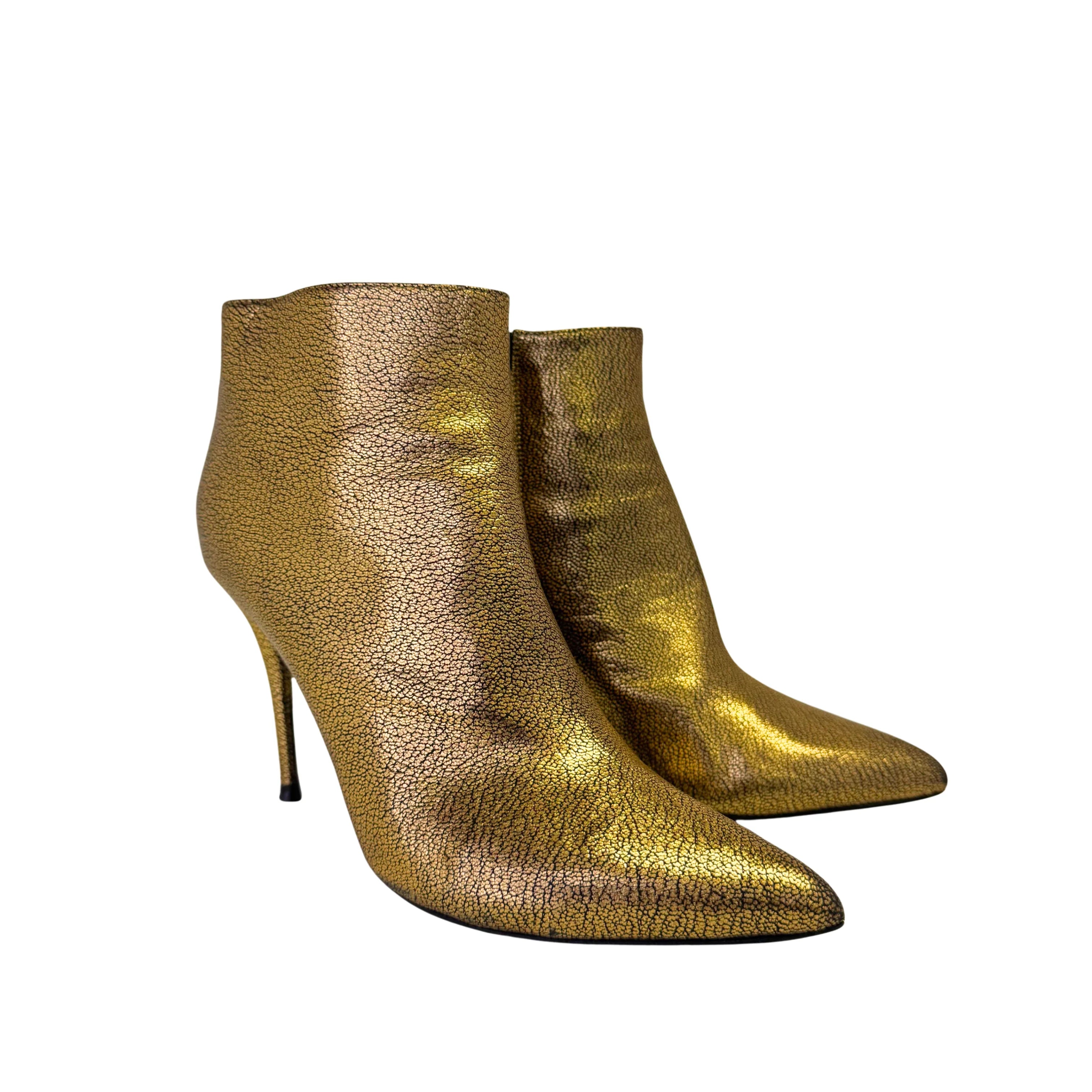 Alexander McQueen Metallic Gold Ankle Boots Booties size 39 - Lost Designer