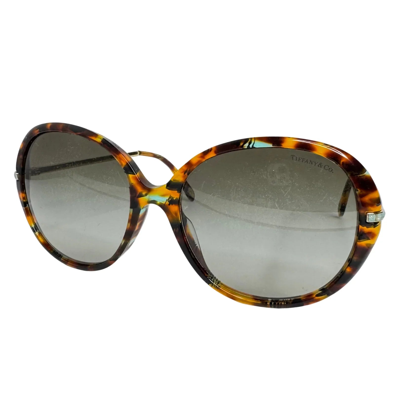 Tiffany & Co. Tortoiseshell Oversized Crystal Arm Sunglasses - Lost Designer