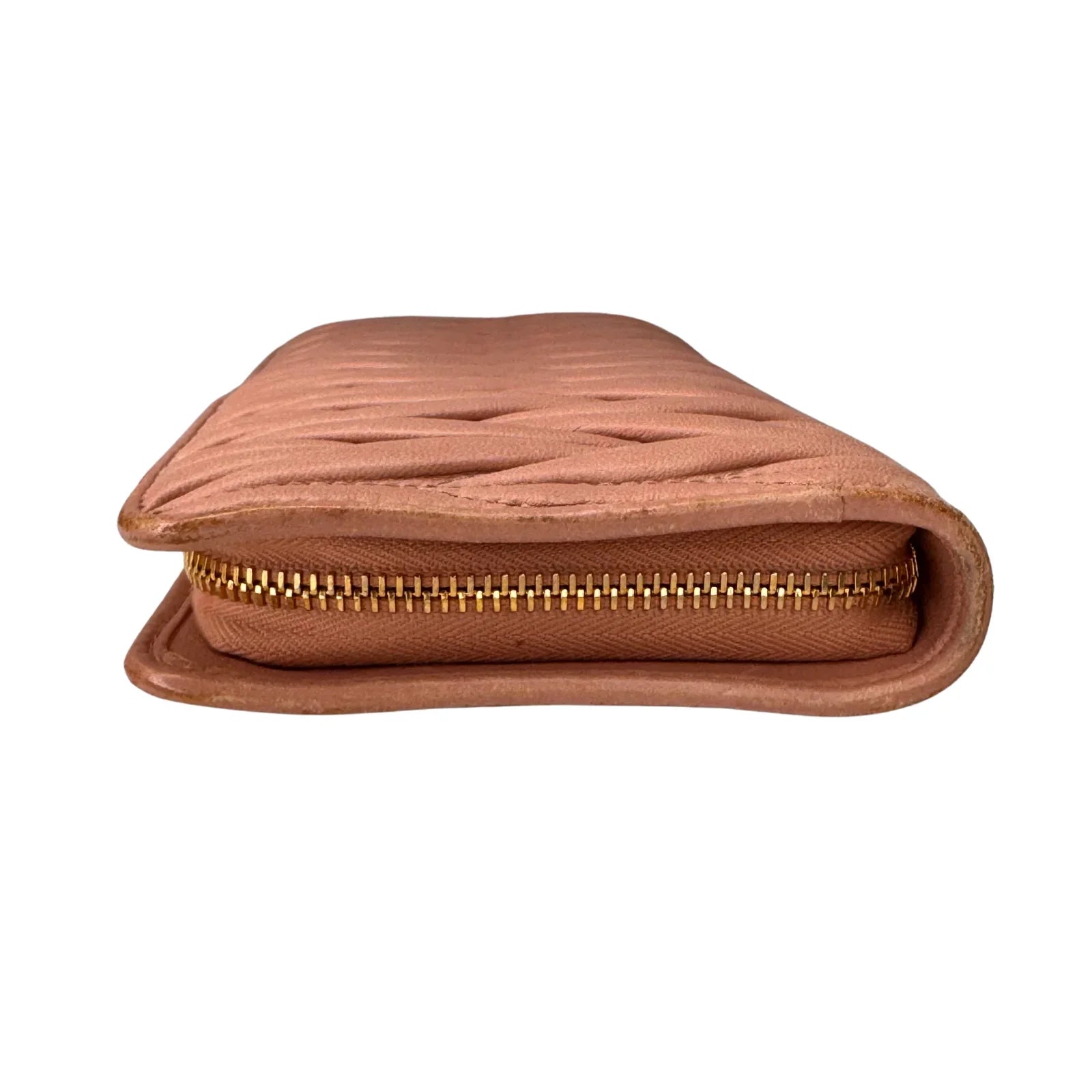 Miu Miu Matelassé Zip Around Wallet – Powdered Pink - Lost Designer