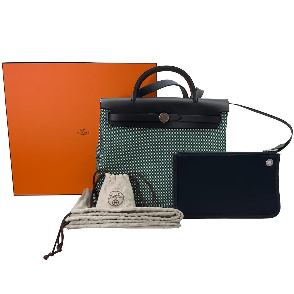 Hermés Herbag Zip 31 Criss Viking Quadrille Dark Green/Navy - Lost Designer