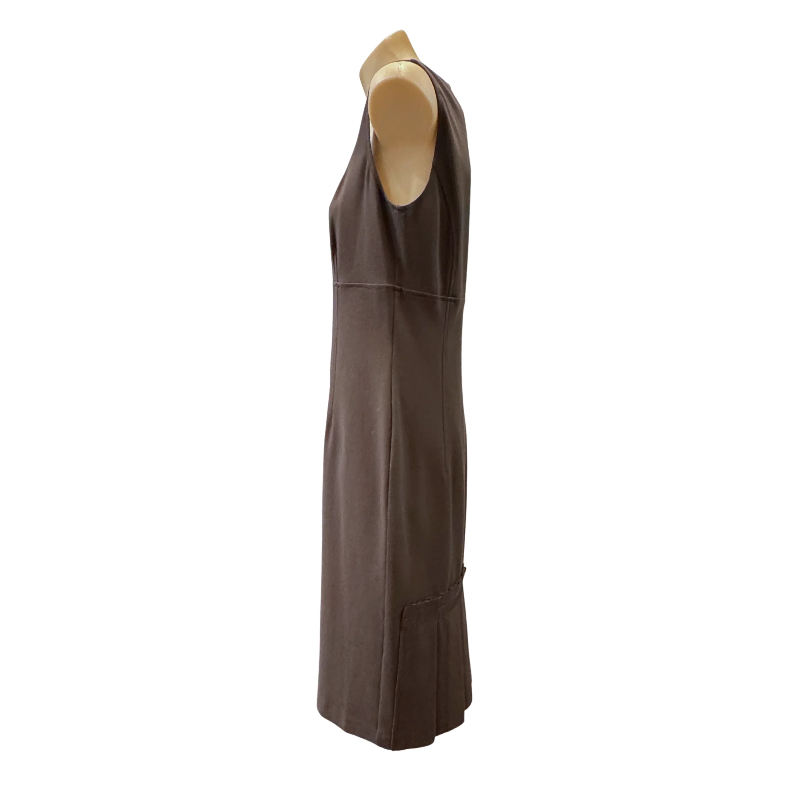 Roberto Cavalli Brown Sleeveless Square Neck Midi Dress Size 44 - Lost Designer