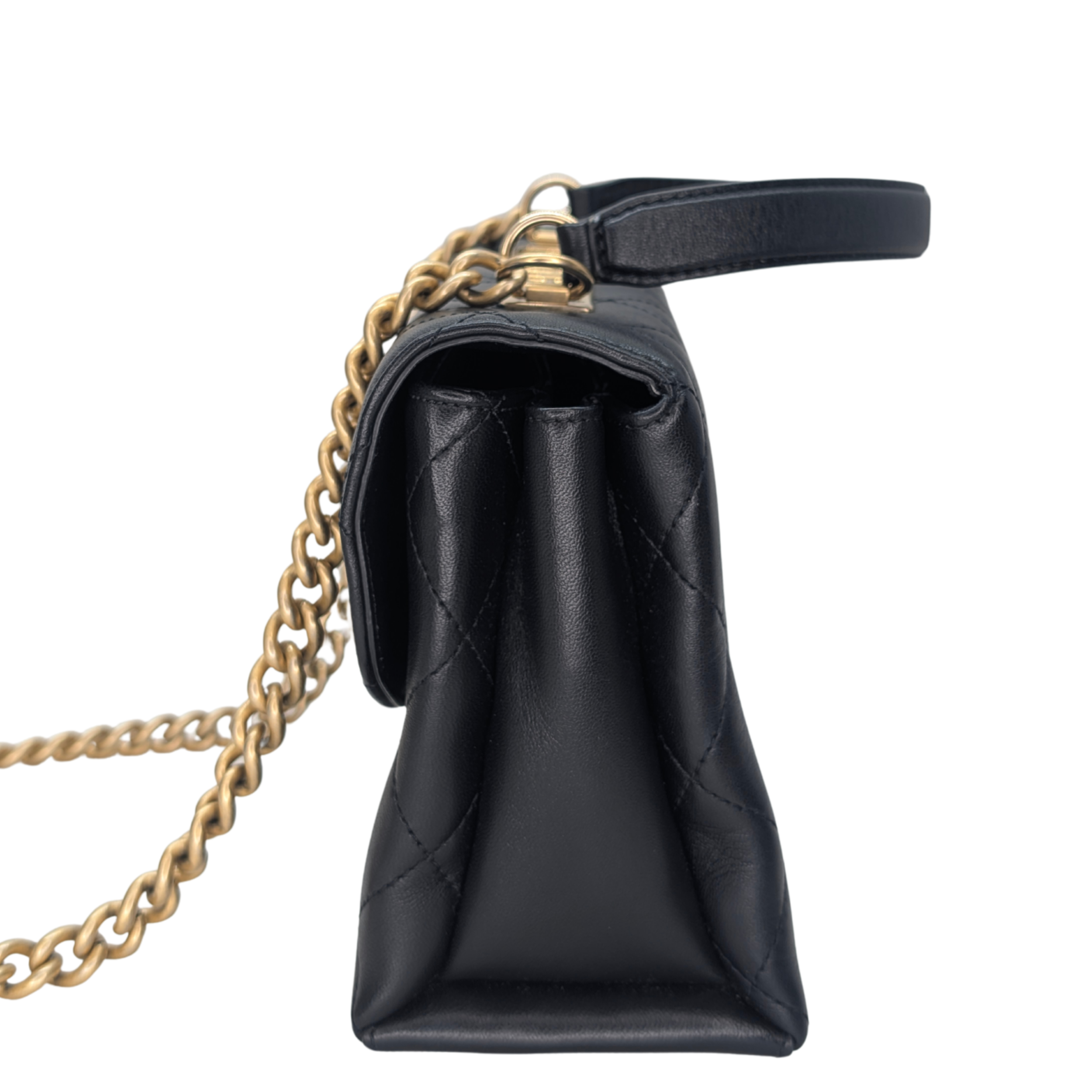 Chanel Small Trendy Spirit Top Handle Flap Bag Lambskin Black