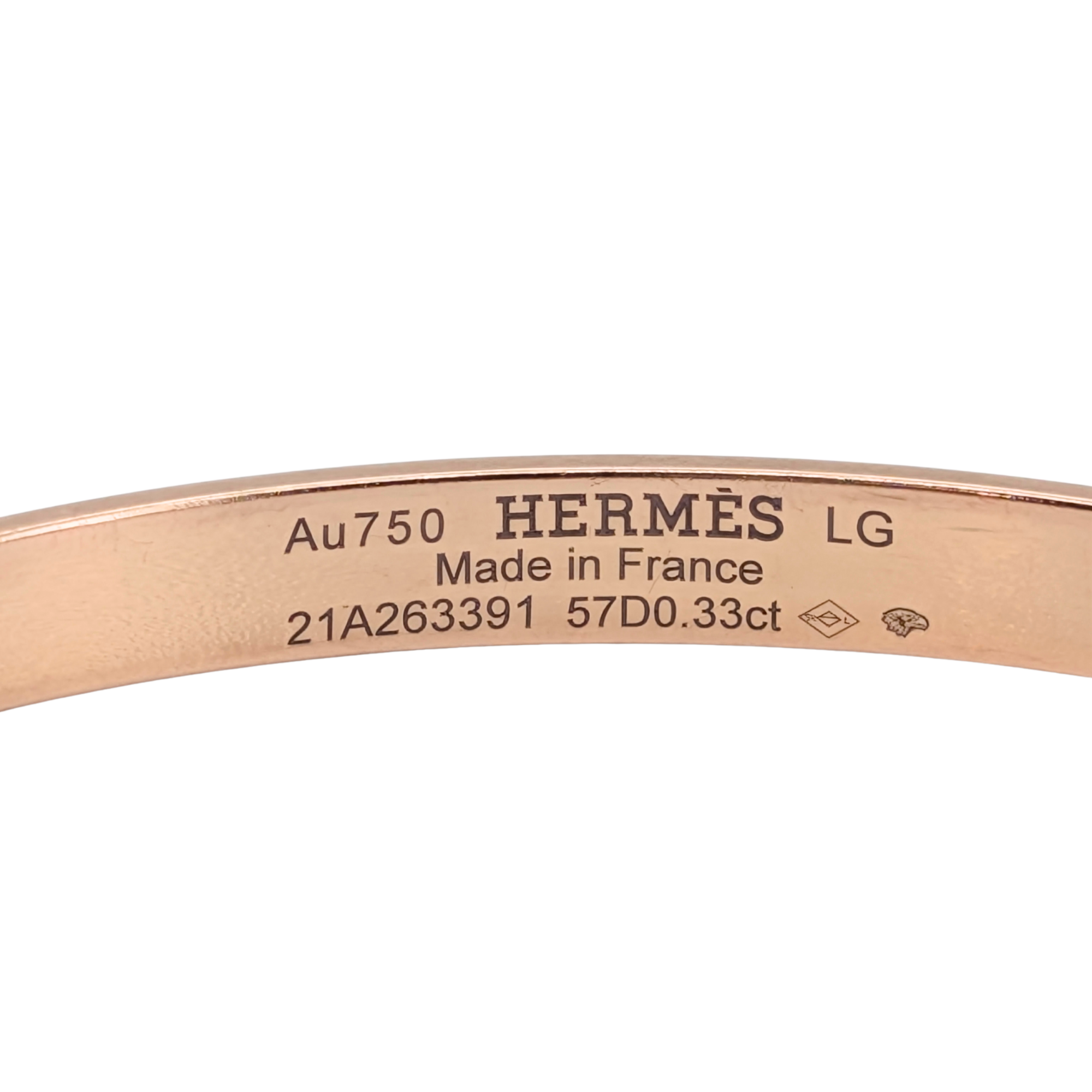 Hermes Kelly Diamond Bracelet Small LG In 18k Rose Gold