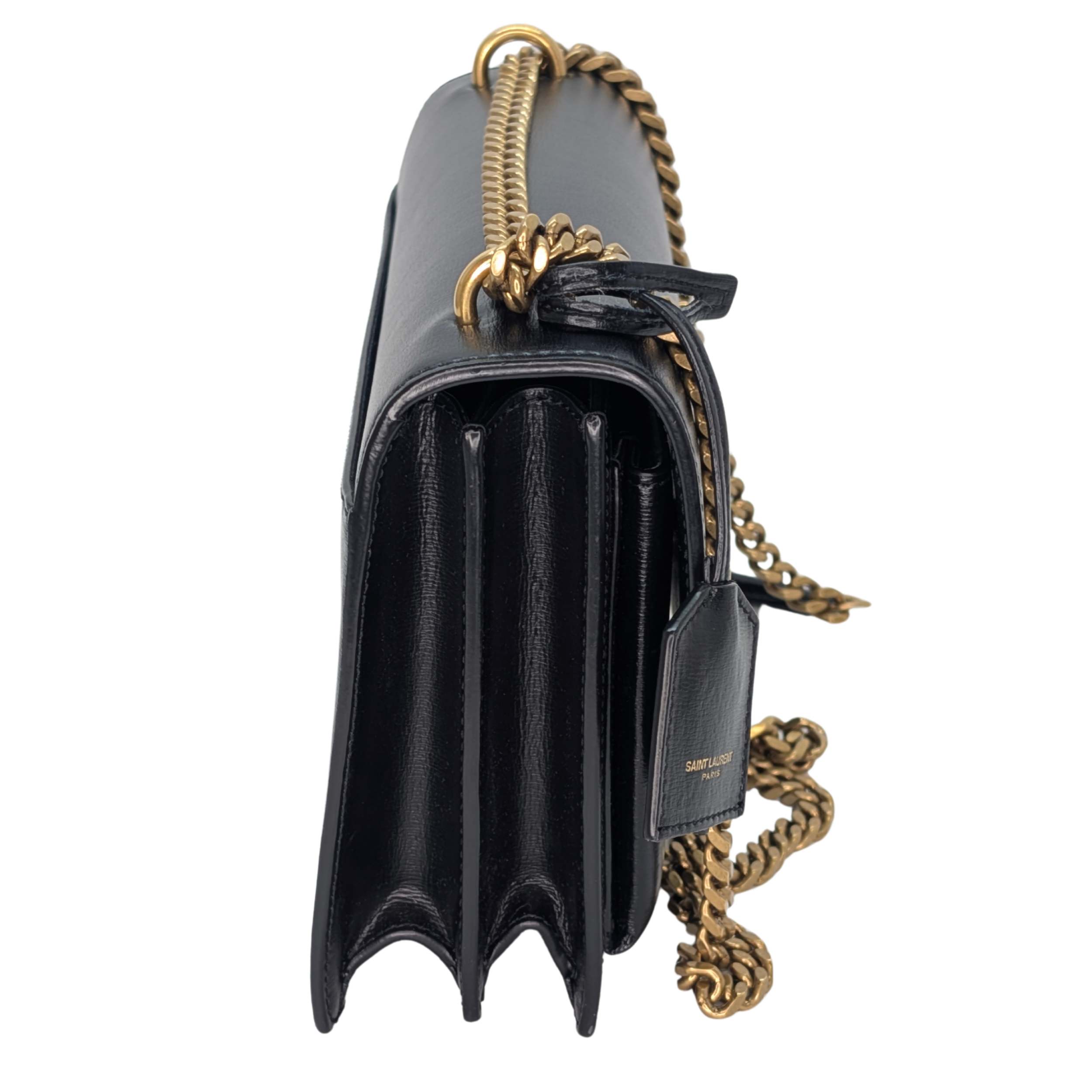 Saint Laurent Sunset Small Leather Shoulder Bag Black
