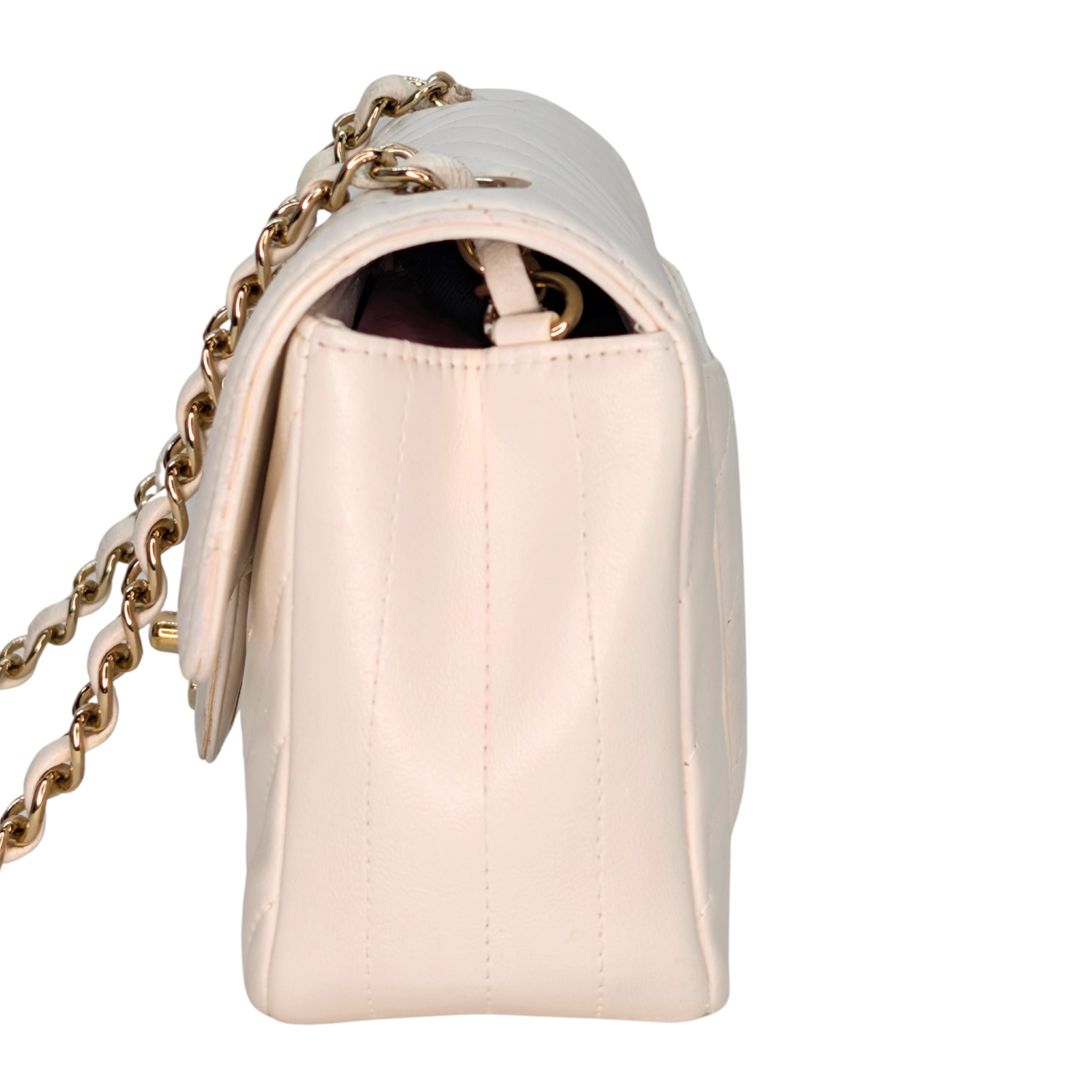 Chanel Mini Flap Bag Chevron lambskin White